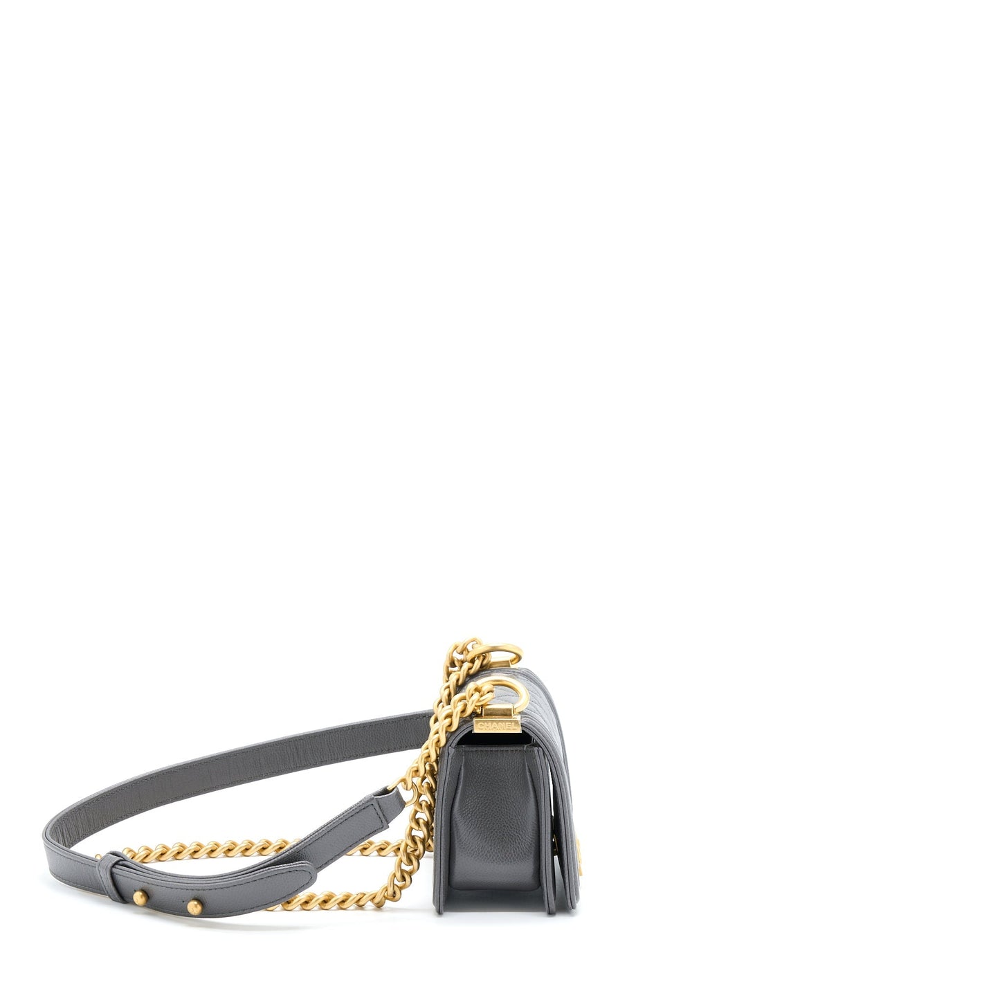 Chanel Mini Boy Bag Caviar Grey Brushed  (Microchip)