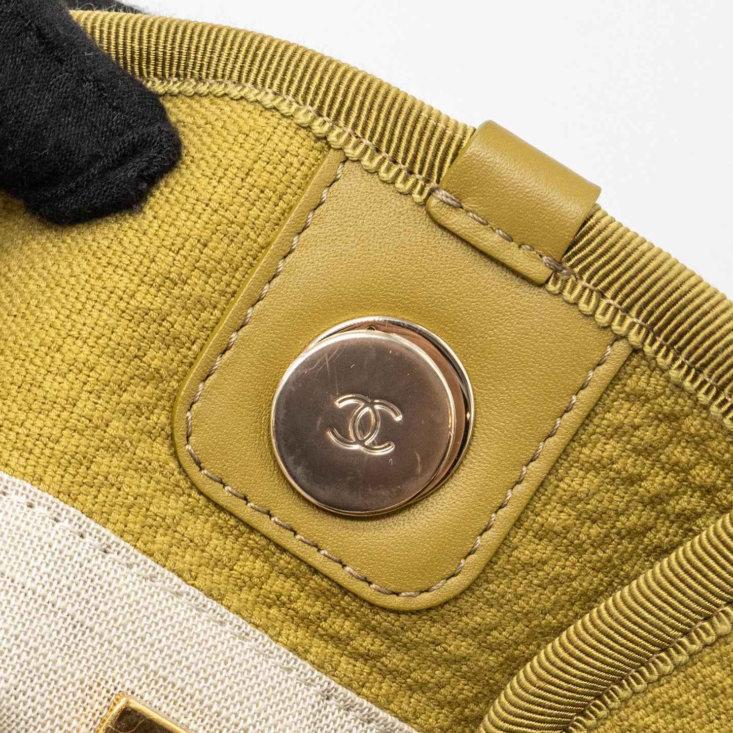 Chanel Deauville Tote Bag Canvas Olive Green L (microchip)