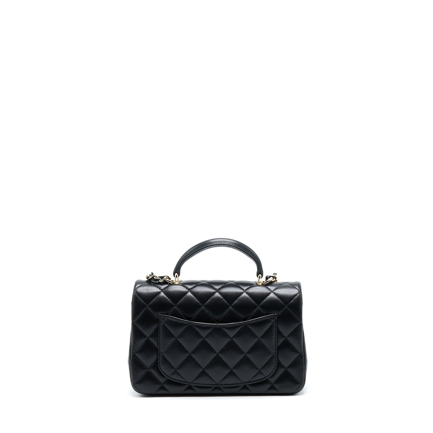 Chanel 22A Top Handle Mini Rectangular Flap Bag Lambskin Black  (Microchip)