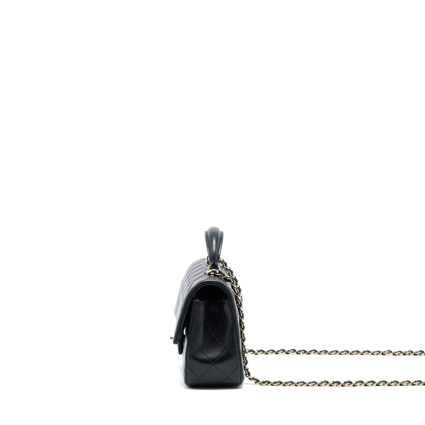 Chanel 22A Top Handle Mini Rectangular Flap Bag Lambskin Black  (Microchip)
