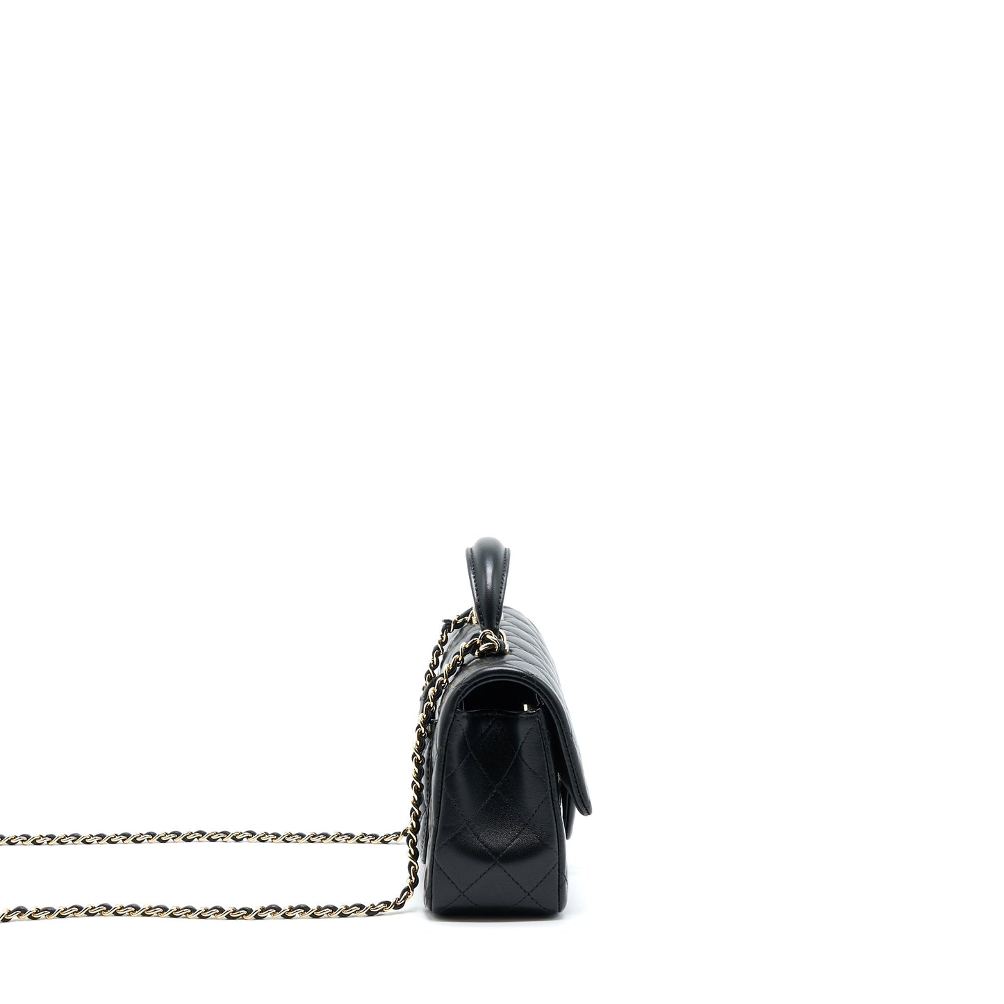 Chanel 22A Top Handle Mini Rectangular Flap Bag Lambskin Black  (Microchip)