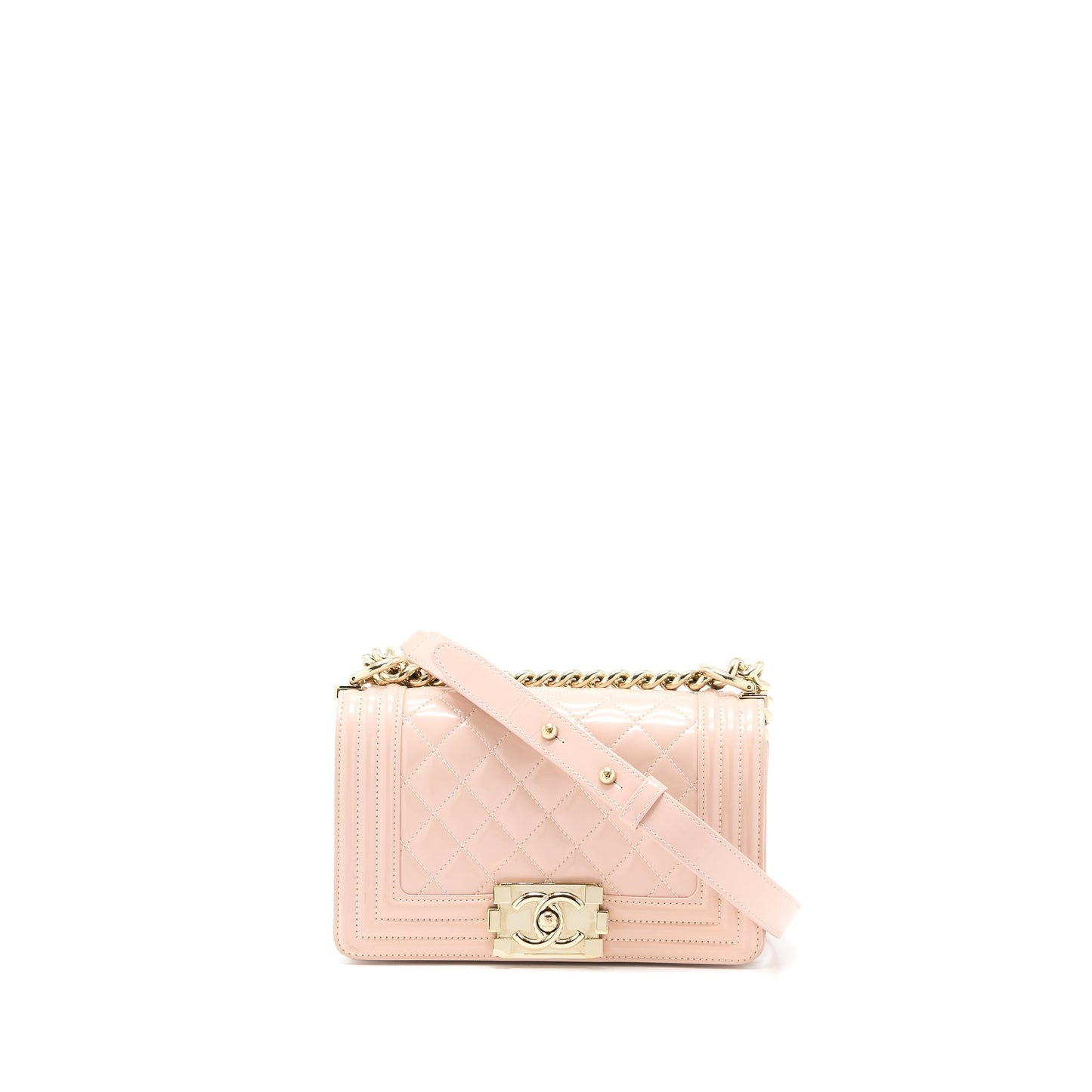 Chanel Small Boy Bag Patent Leather Light Pink L
