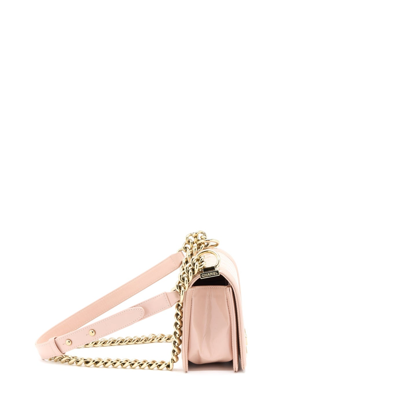 Chanel Small Boy Bag Patent Leather Light Pink L
