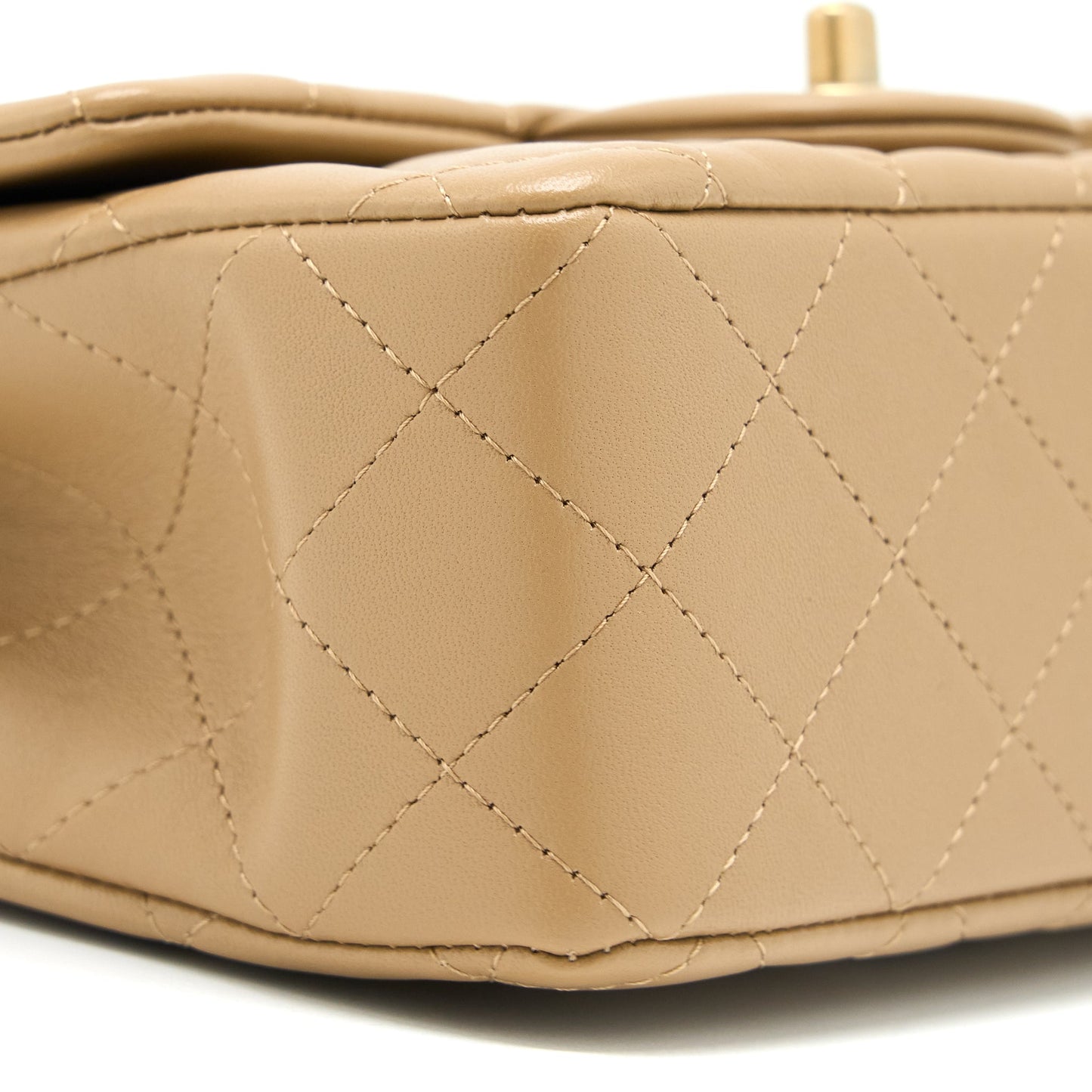 Chanel 22B Detail Top Handle Mini Rectangular Lambskin NJ528 Dark Beige Brushed