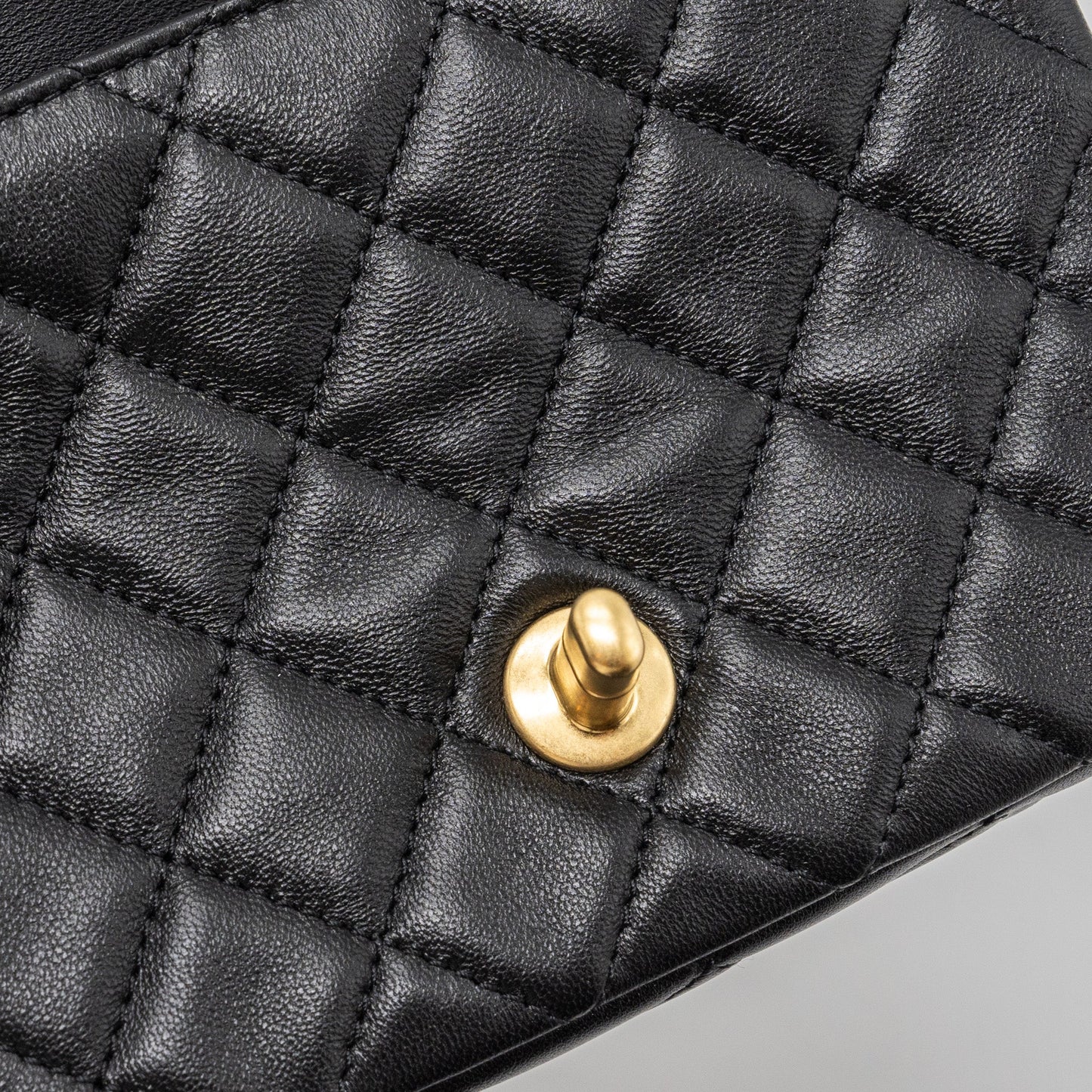 Chanel Pearl Crush Mini Square Flap Bag Lambskin Black (Microchip)