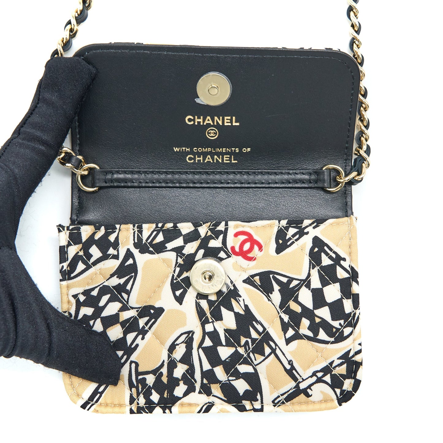 Chanel Mini Clutch with Chains Fabric Multicolour L (Microchip)