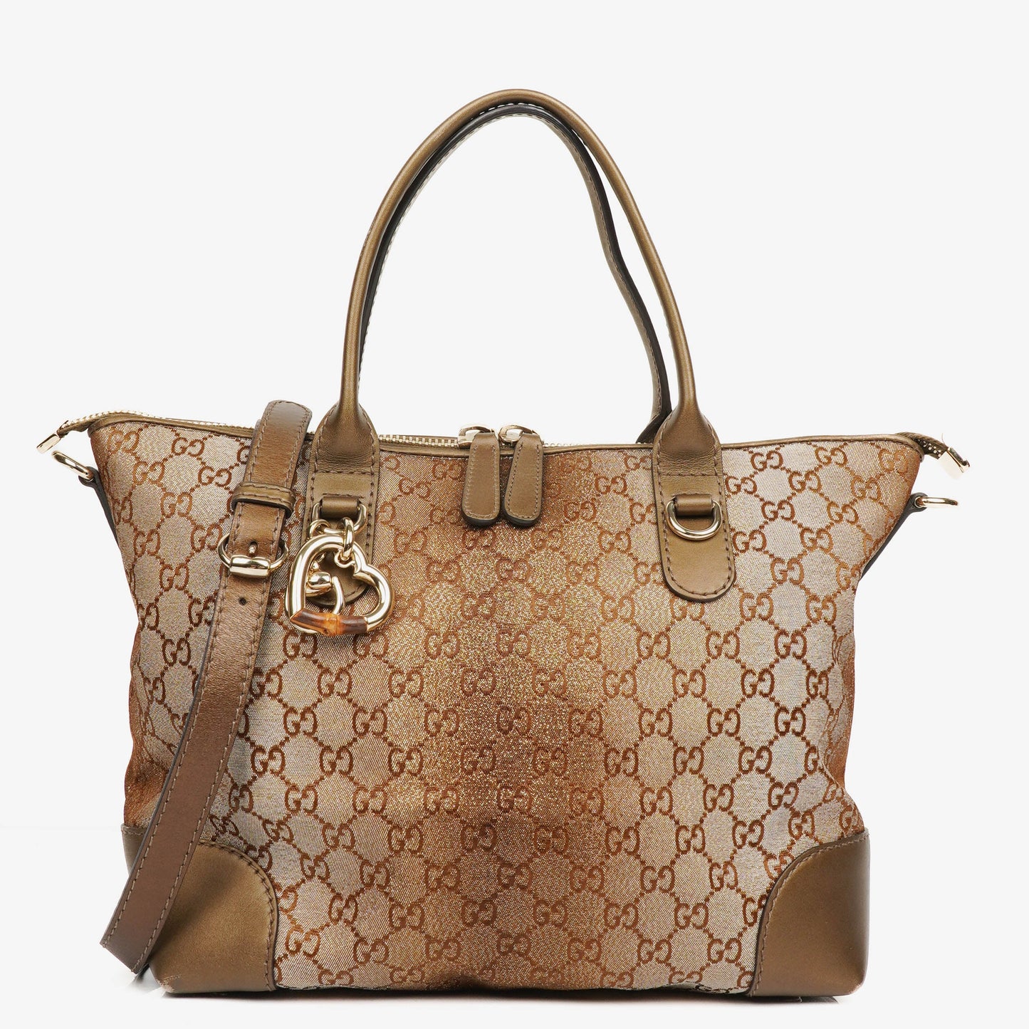 Gucci Multicolour/Brown GG Lurex Heart Bit Shoulder Bag