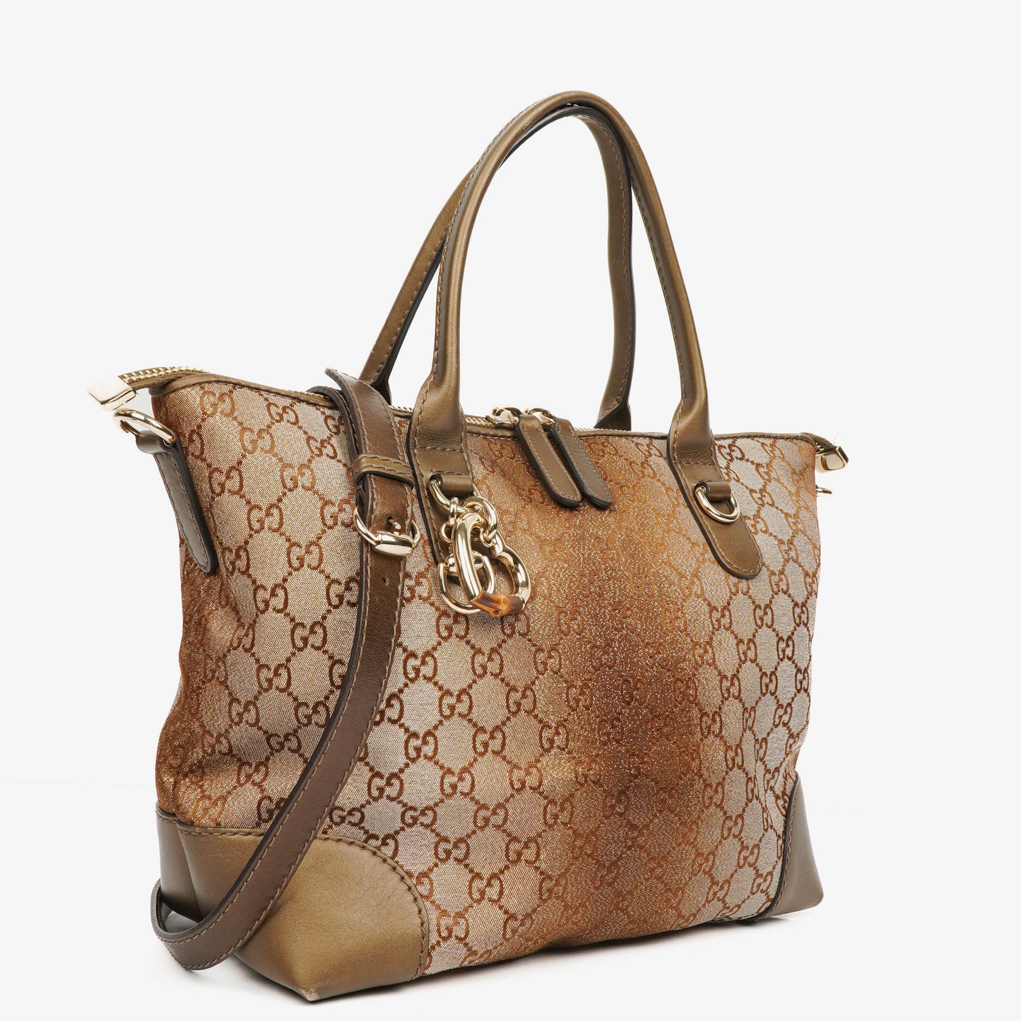Gucci Multicolour/Brown GG Lurex Heart Bit Shoulder Bag