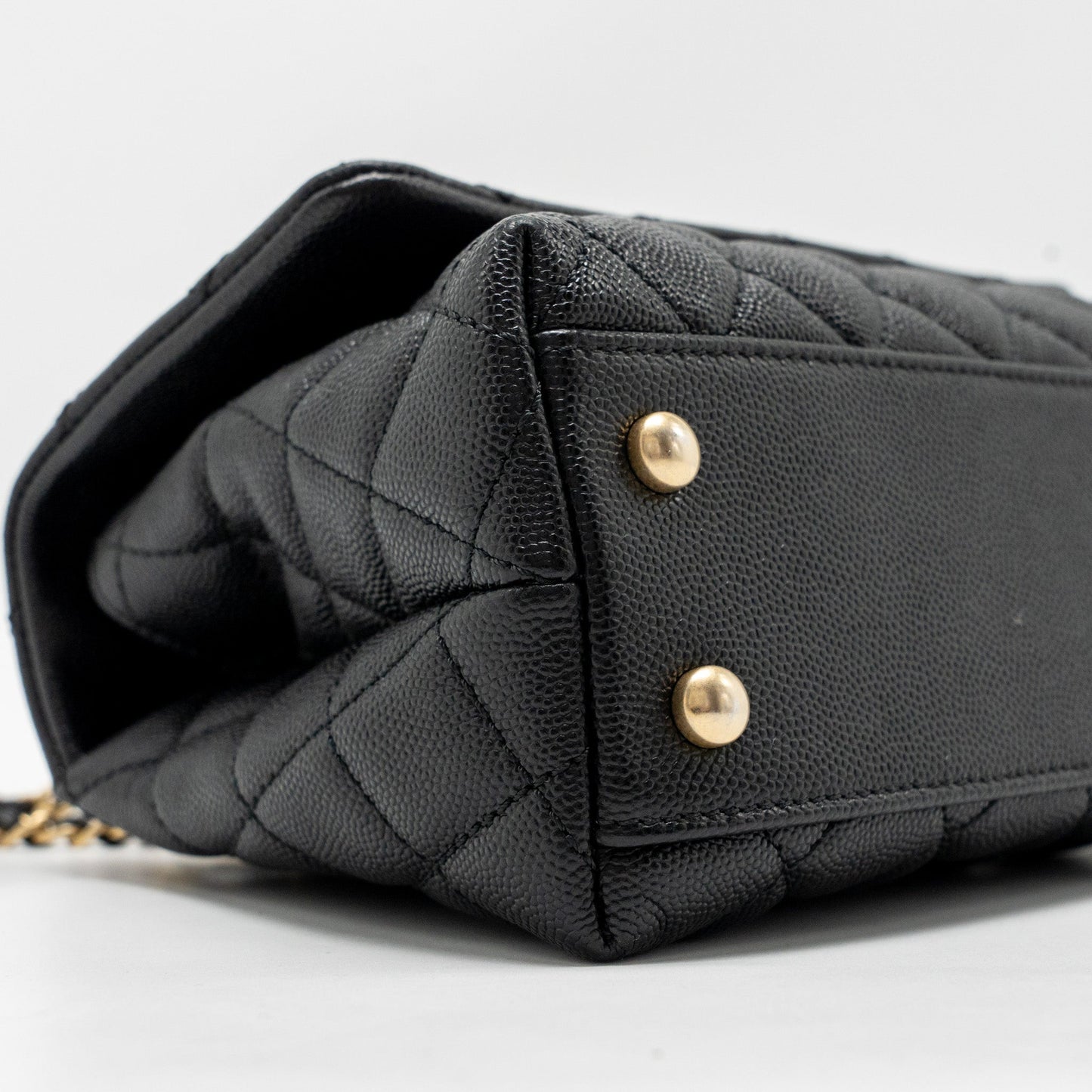 Chanel Small Coco Handle with Python Handle caviar Black/Burgundy