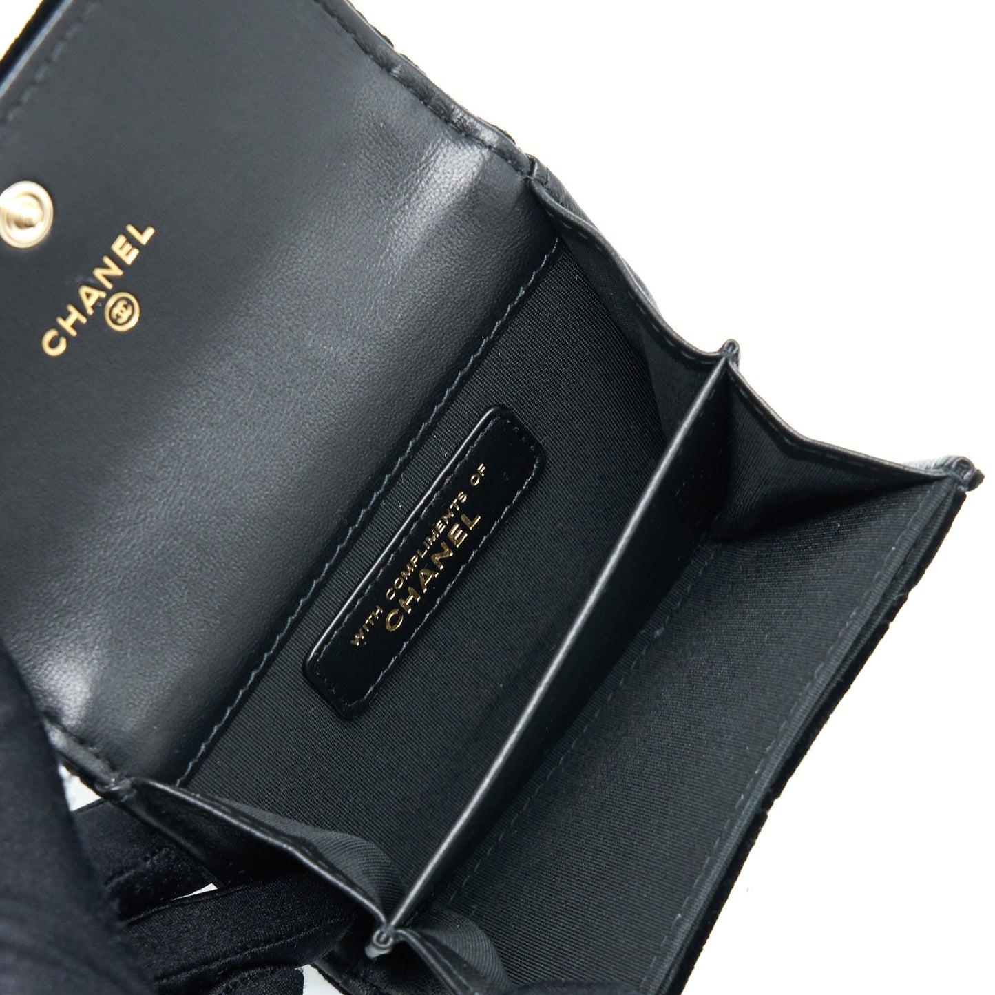 Chanel Flap Card Holder Giant CC Logo Velvet Black L