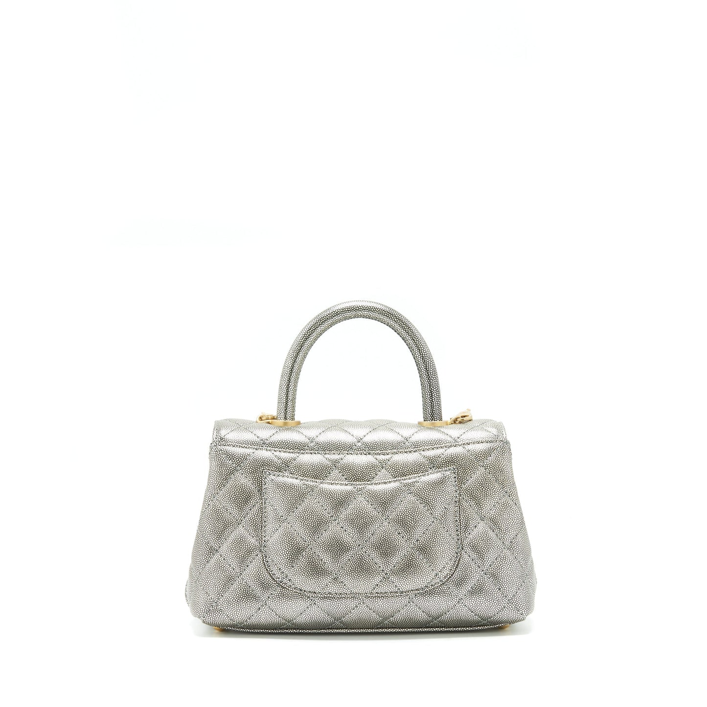 Chanel small coco handle 24cm Caviar Metallic Silver