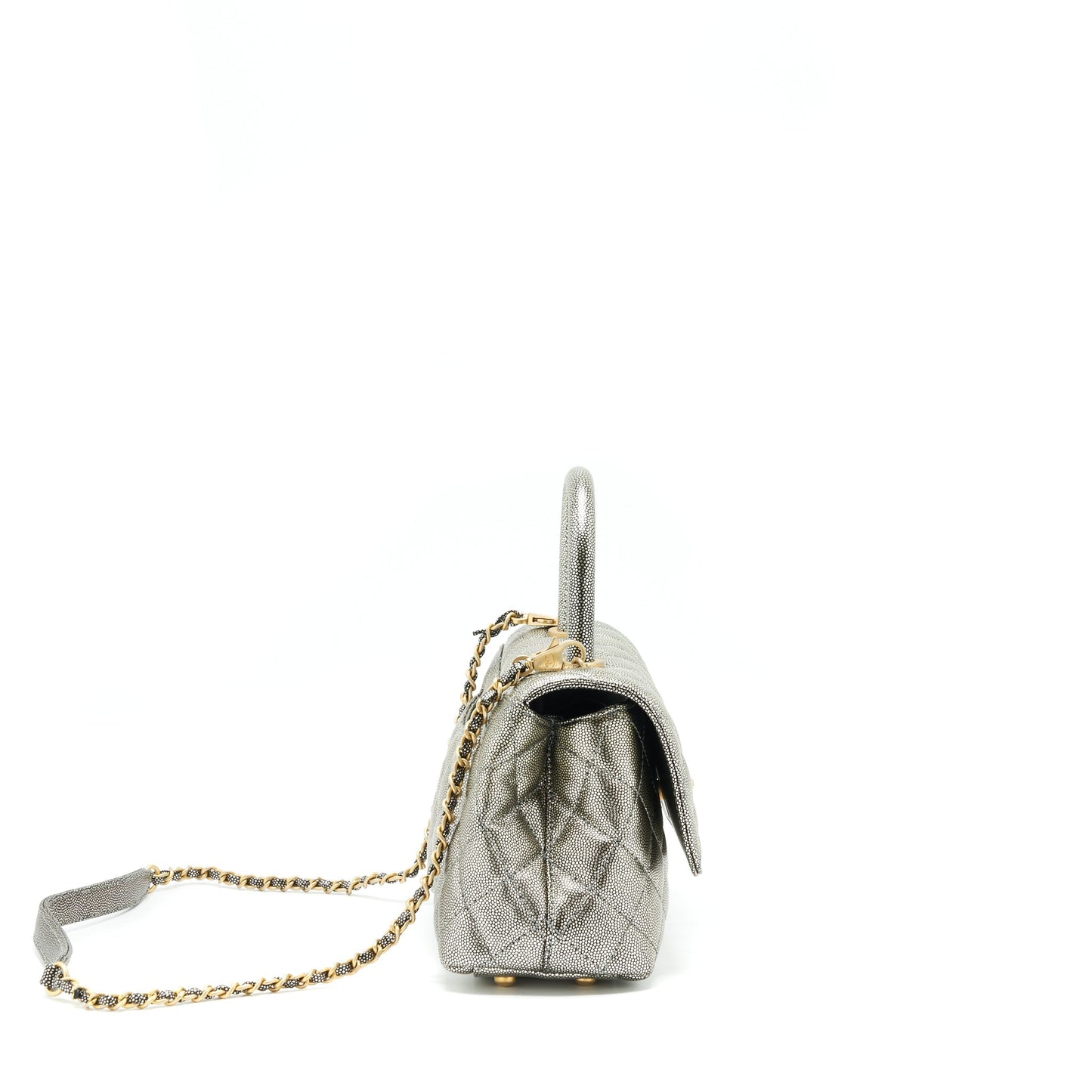Chanel small coco handle 24cm Caviar Metallic Silver