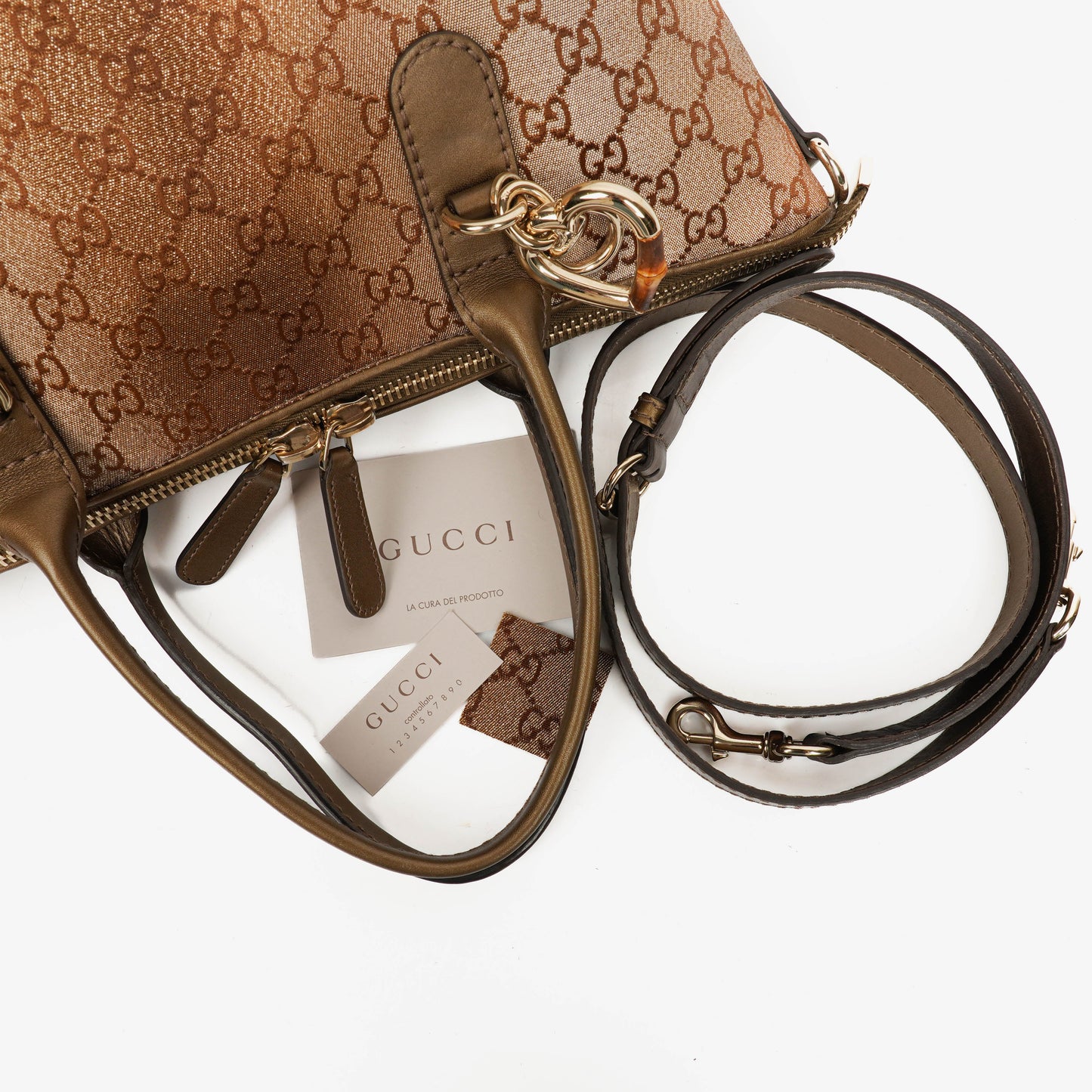 Gucci Multicolour/Brown GG Lurex Heart Bit Shoulder Bag