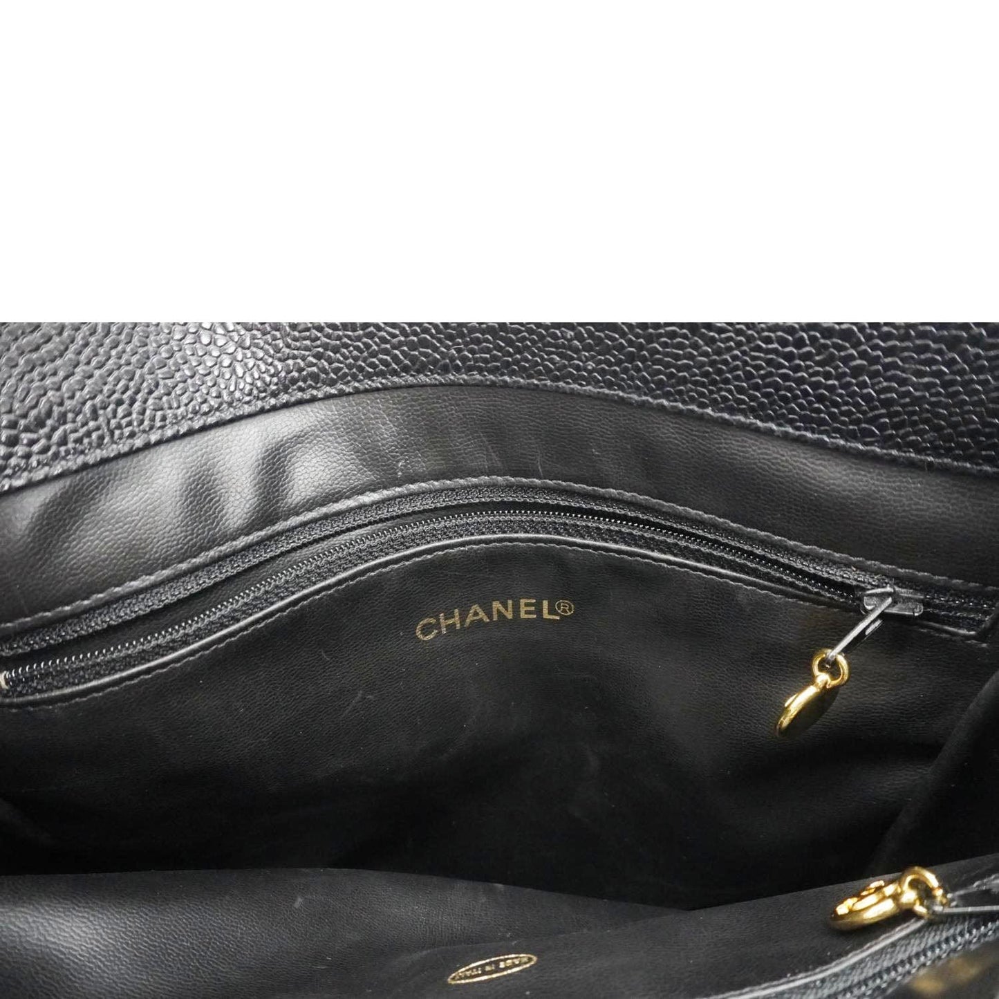 CHANEL  Timeless CC Caviar Leather Chain Shoulder Strap Black