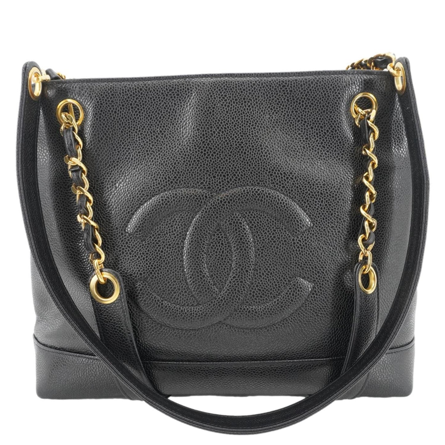 CHANEL  Timeless CC Caviar Leather Chain Shoulder Strap Black