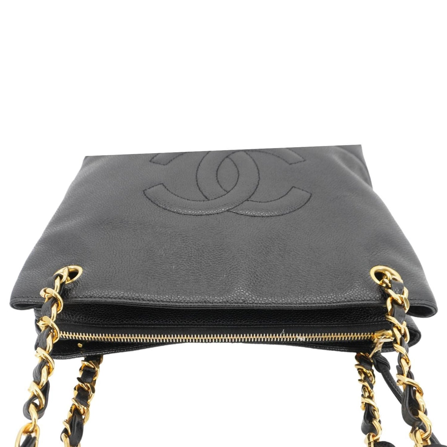 CHANEL  Timeless CC Caviar Leather Chain Shoulder Strap Black