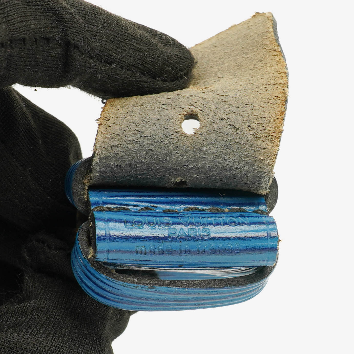 Louis Vuitton Blue EPI Leather Name Tag And Handles Holder