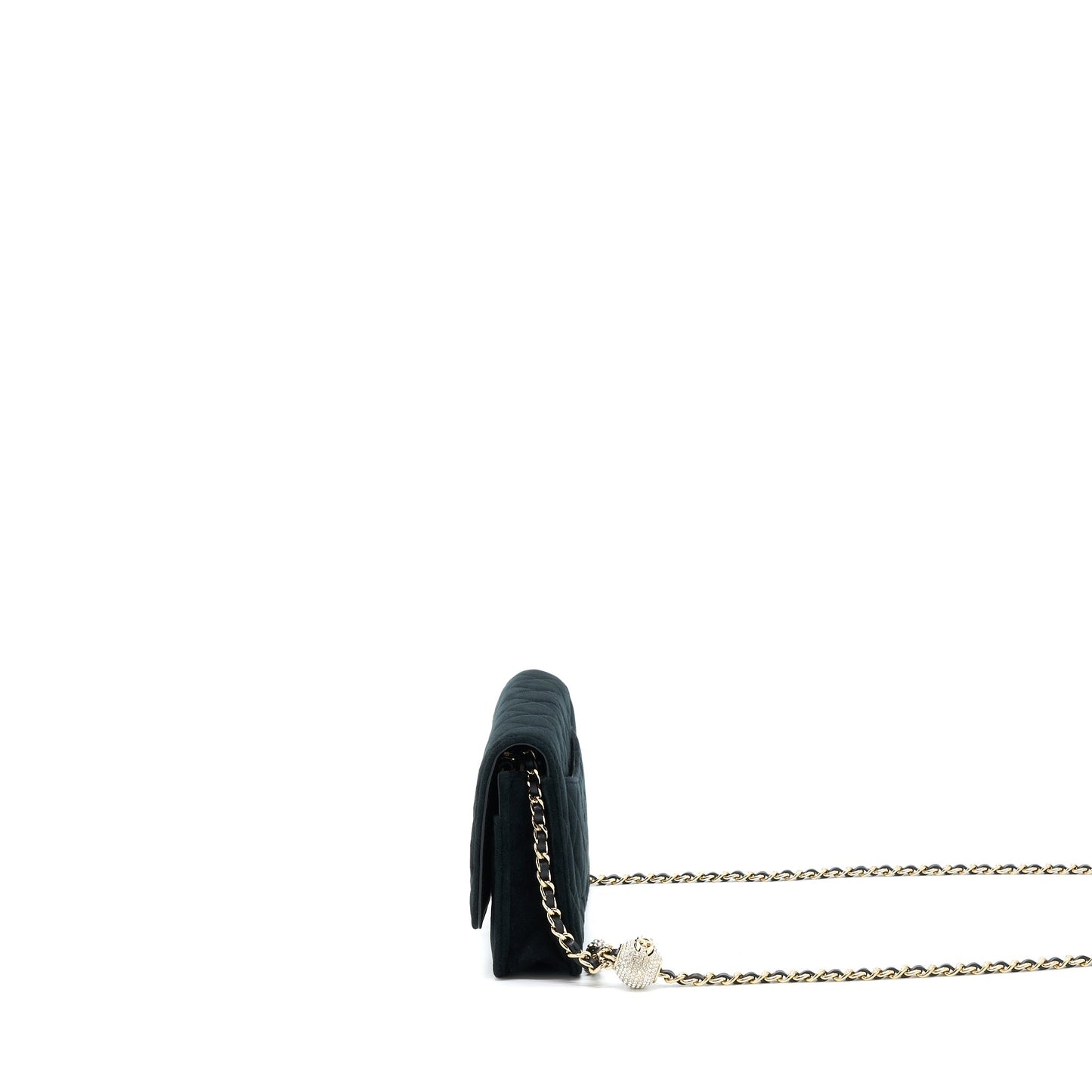 Chanel Velvet Pearl Crush Wallet On Chain Black L