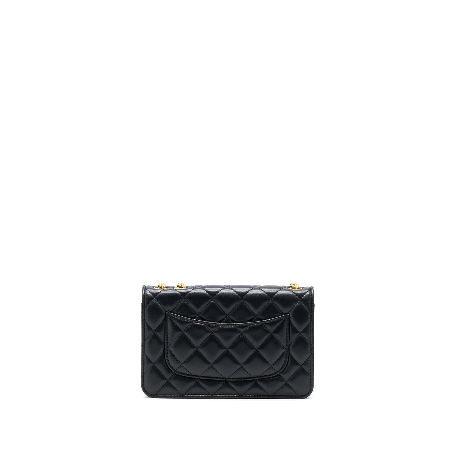 Chanel 22K Gold Pillar Wallet On Chain Lambskin Black