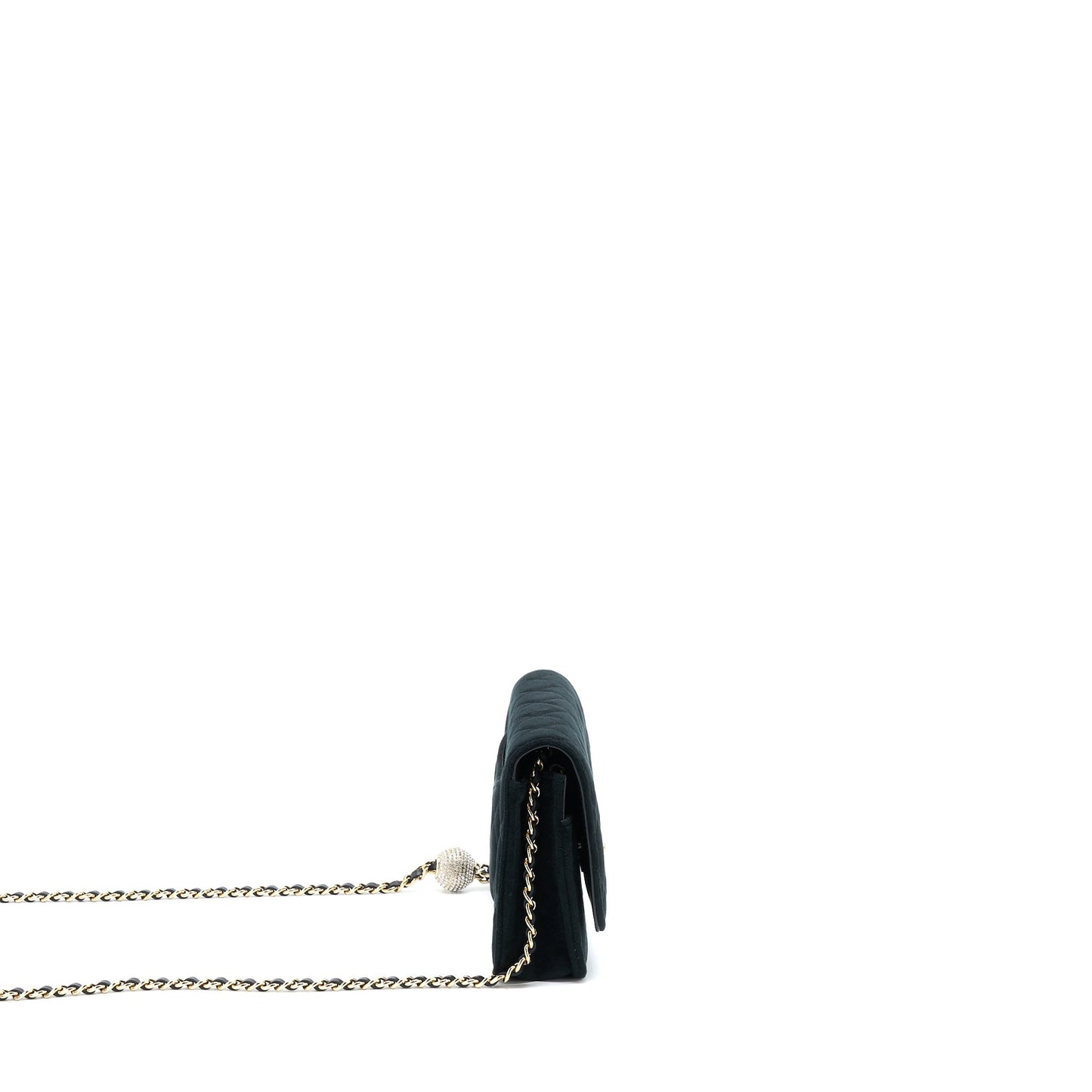 Chanel Velvet Pearl Crush Wallet On Chain Black L