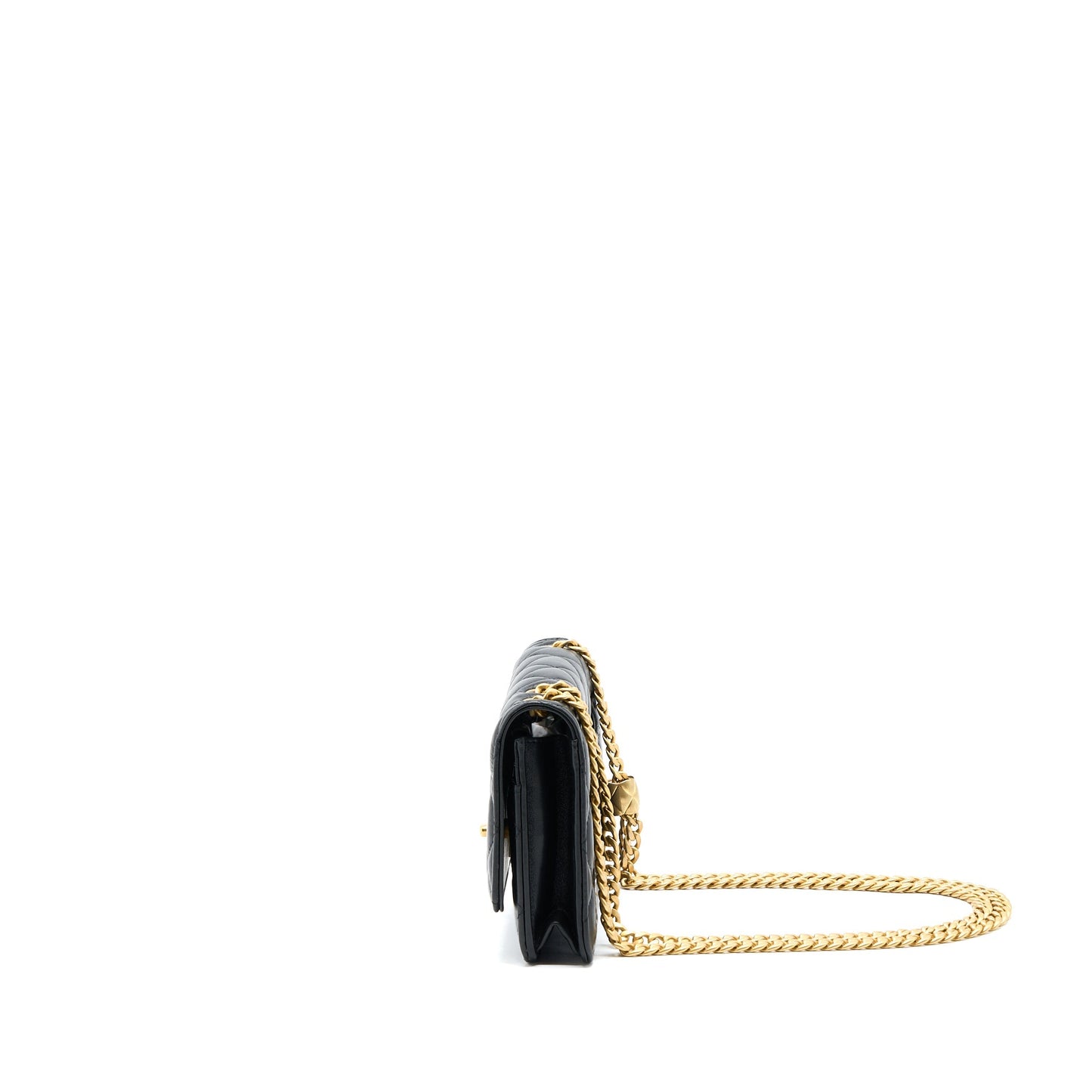 Chanel 22K Gold Pillar Wallet On Chain Lambskin Black