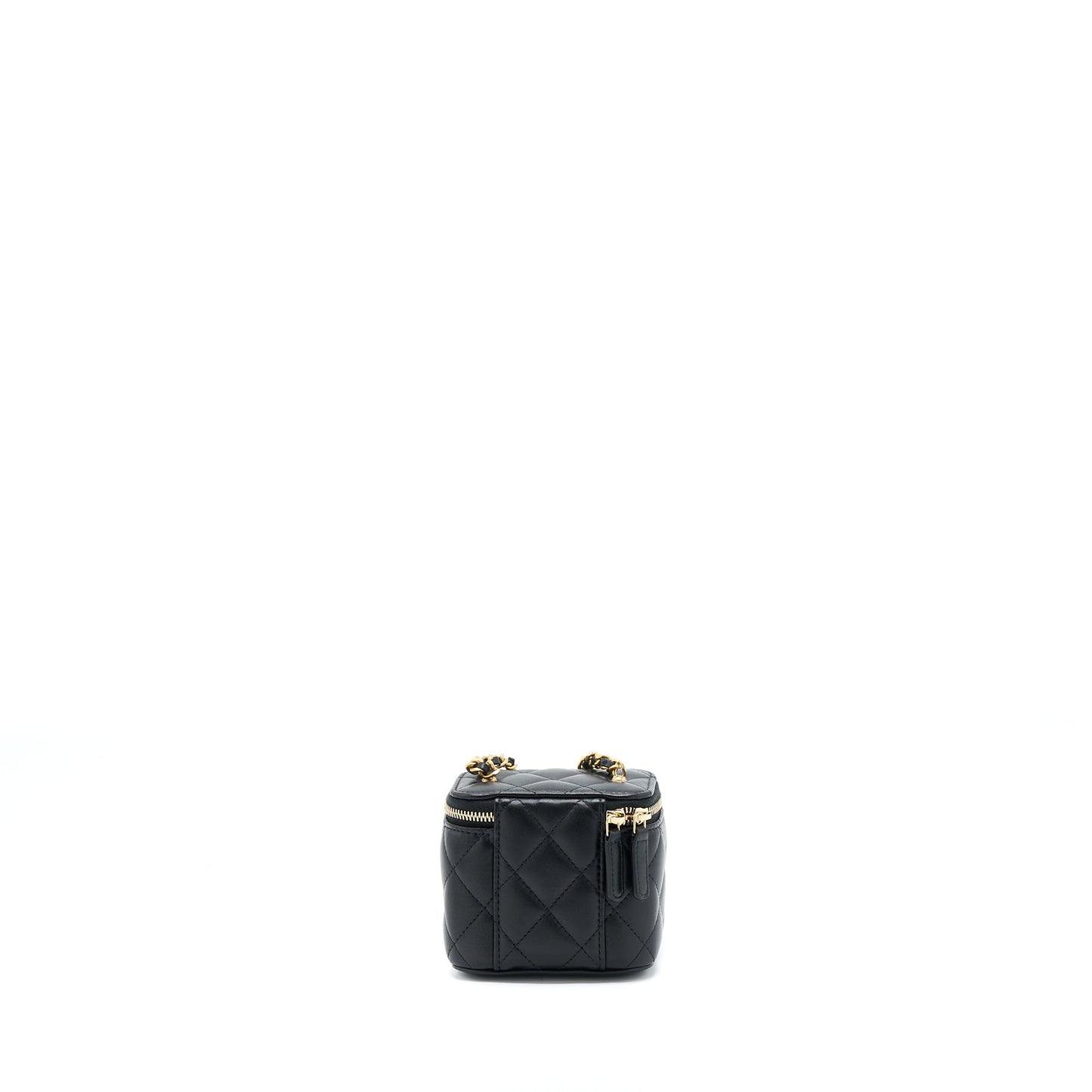 Chanel 22S Pearl Crush Mini Vanity With Chain Lambskin Black