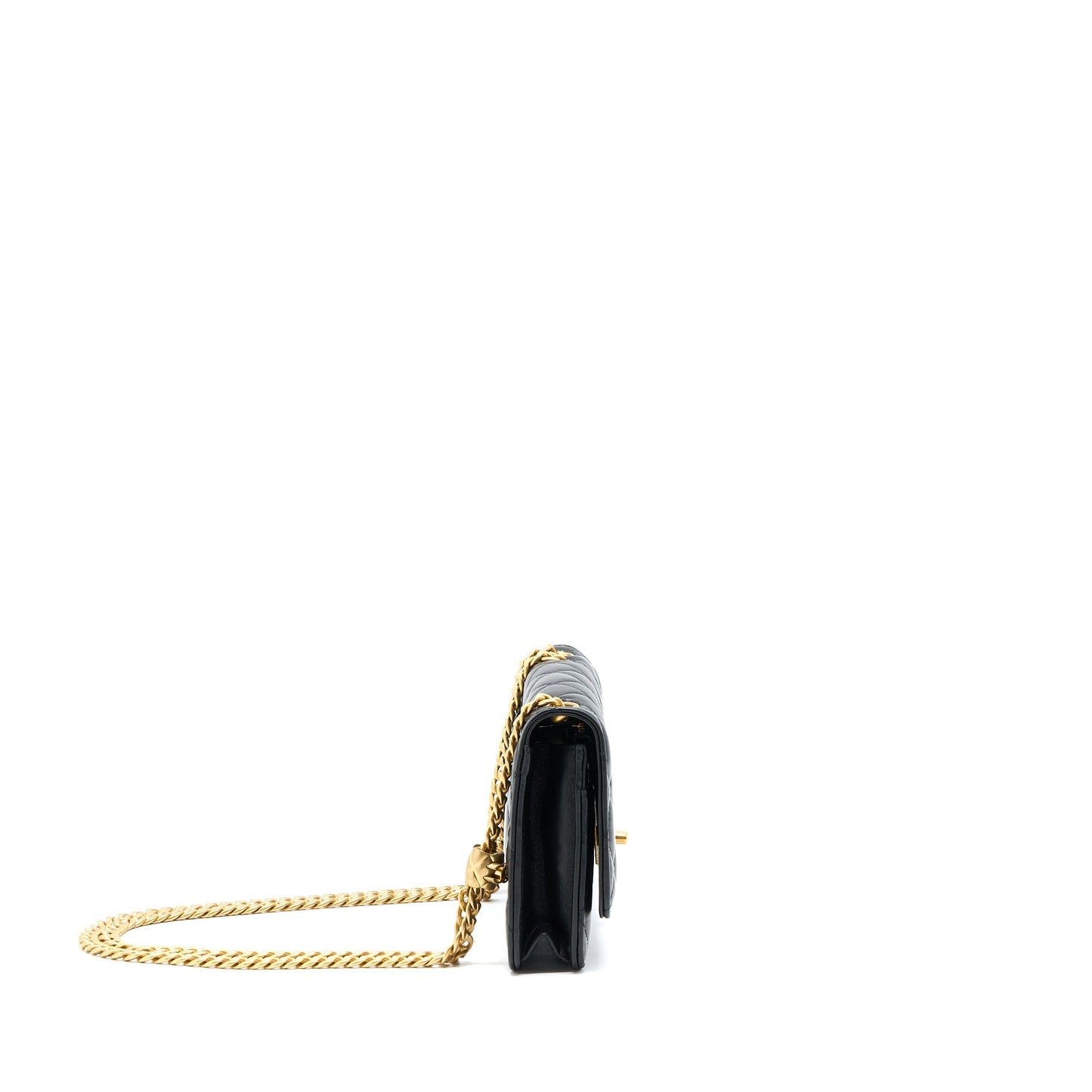 Chanel 22K Gold Pillar Wallet On Chain Lambskin Black