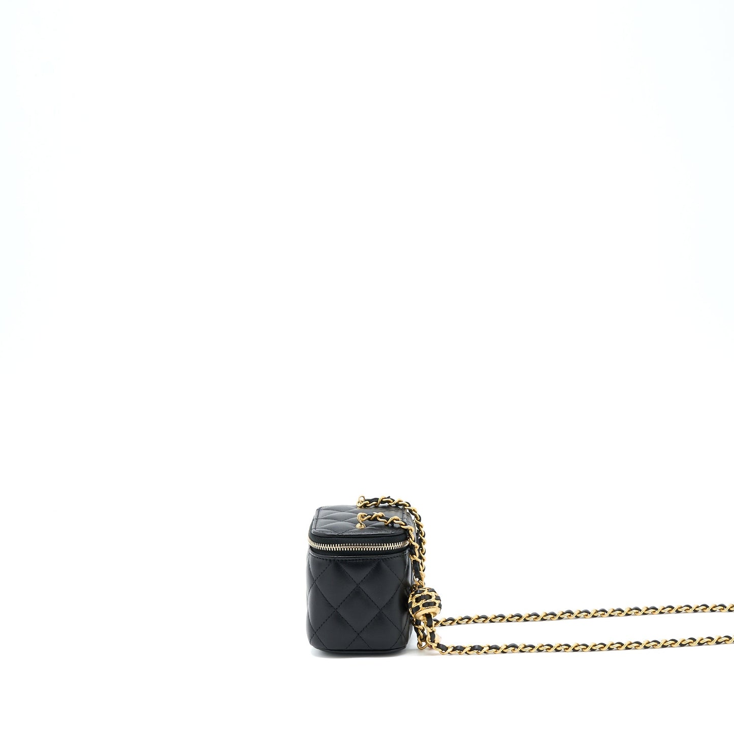 Chanel 22S Pearl Crush Mini Vanity With Chain Lambskin Black