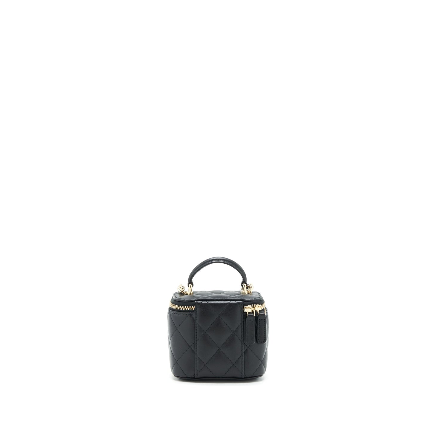 Chanel 22P Top Handle Mini Vanity With Chain With Mirror Inside Lambskin Black L