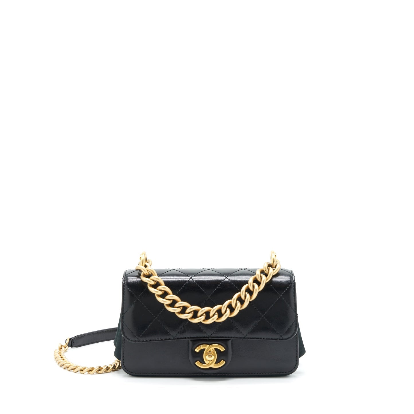 Chanel Seasonal Paris Cosmopolite Strait Lined Flap Bag Calfskin / Lambskin Black