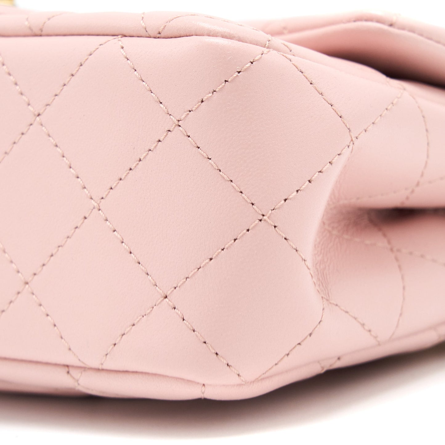 Chanel 23S Camellia Chain Mini Rectangular Flap Bag Lambskin Light Pink  (Microchip)