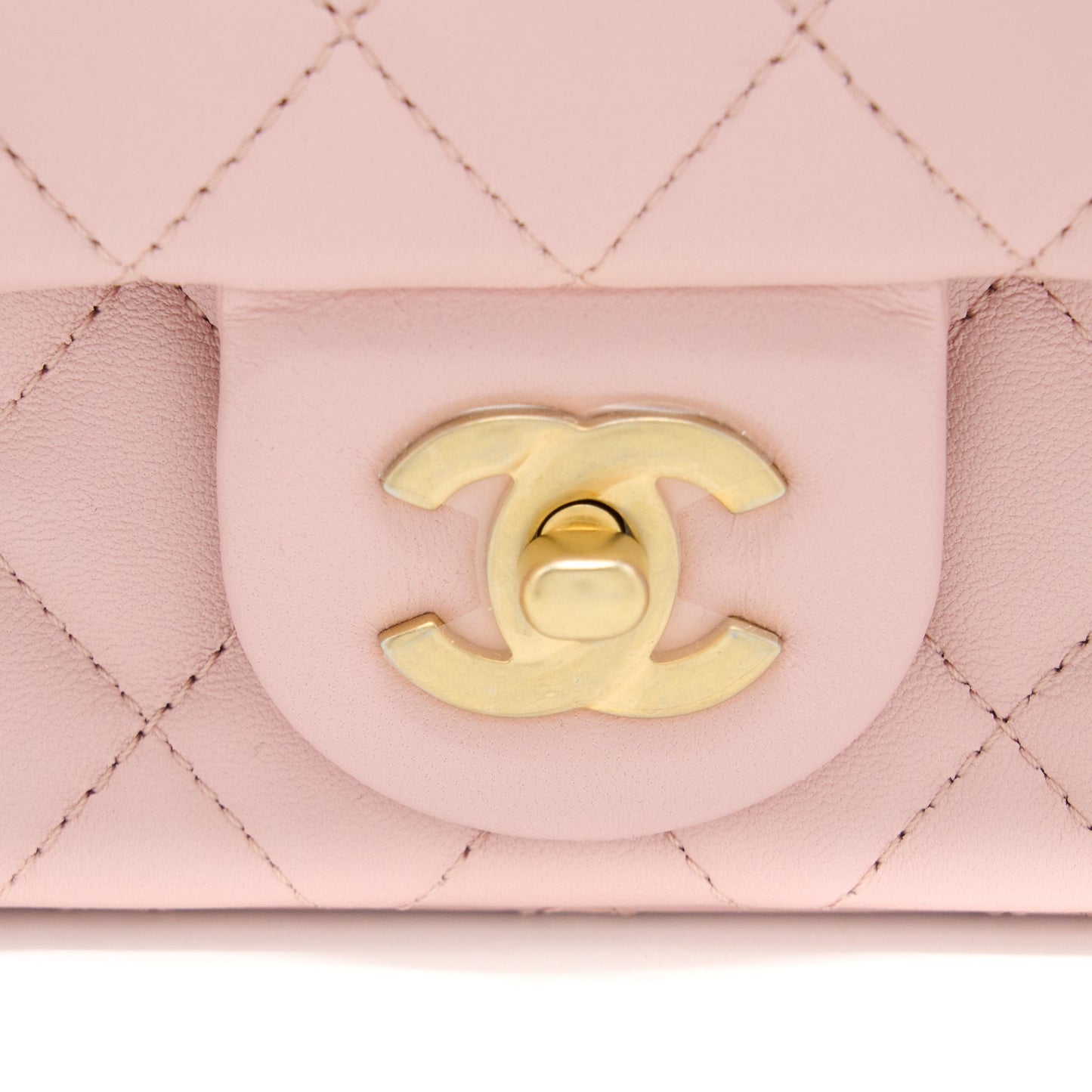Chanel 23S Camellia Chain Mini Rectangular Flap Bag Lambskin Light Pink  (Microchip)