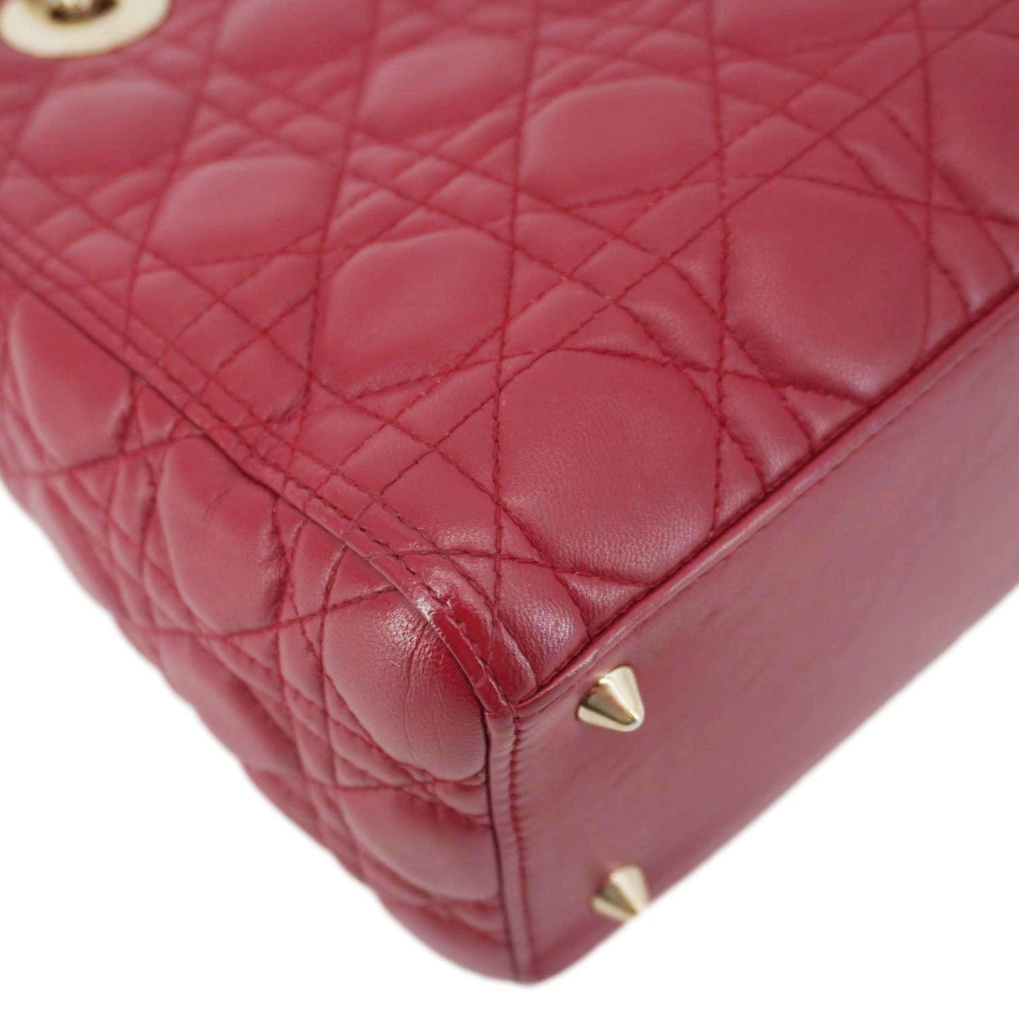 CHRISTIAN DIOR Lady Dior Medium Cannage Leather Crossbody Bag Red