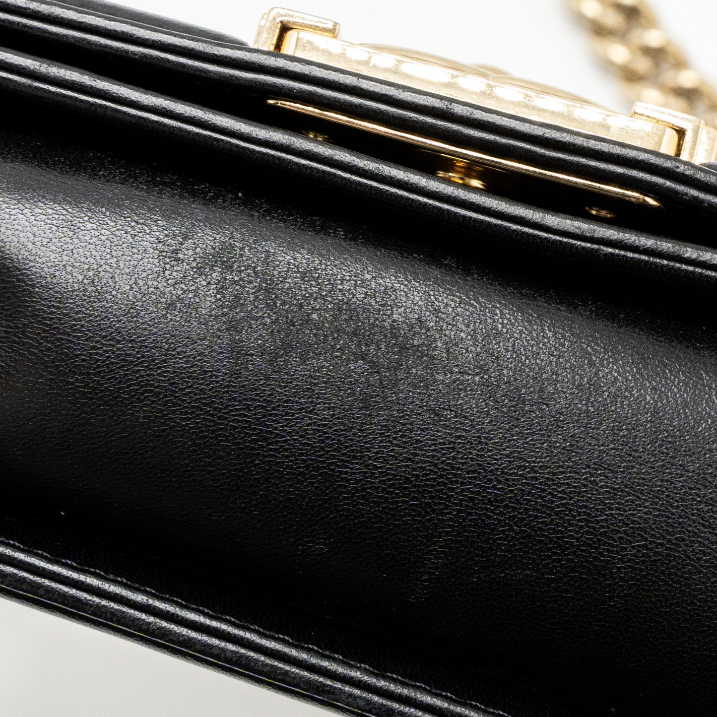 Chanel Small Chevron Boy Bag Lambskin Black