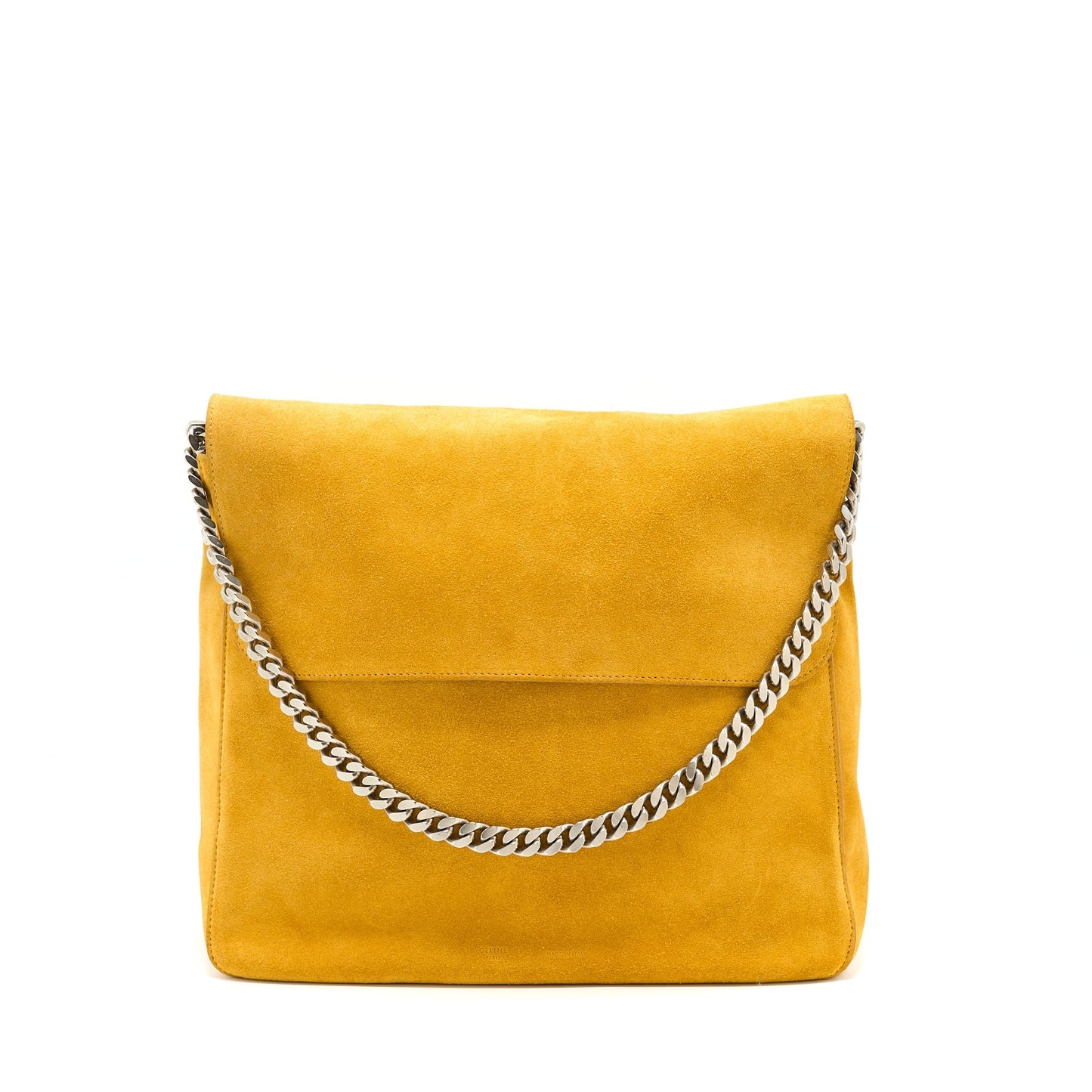 Celine Flap Mini Purse Suede Mustard Yellow