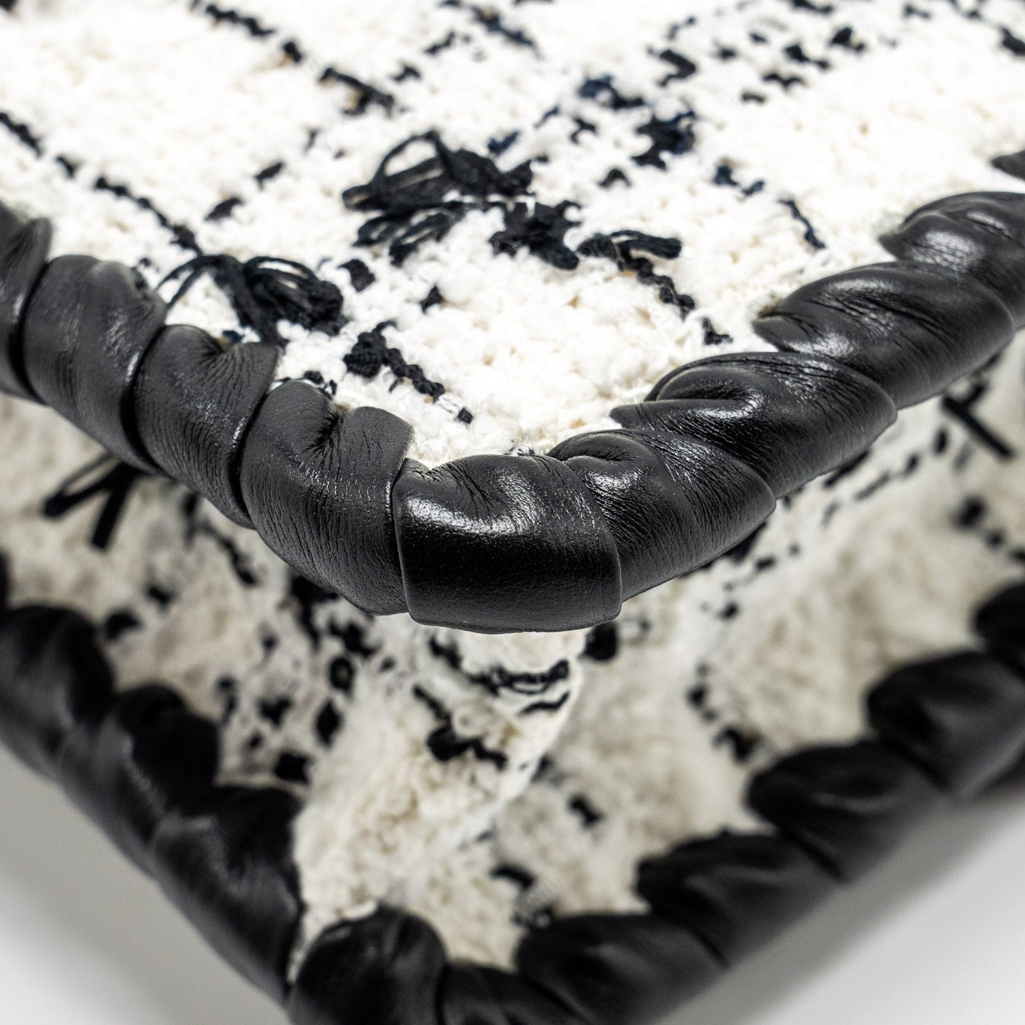 CHANEL Seasonal Mini Square Flap Bag Tweed White/Black L (Microchip)