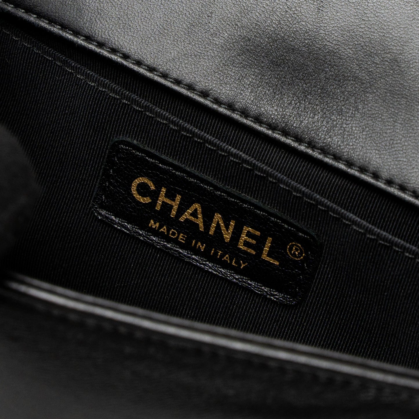 Chanel Small Chevron Boy Bag Lambskin Black