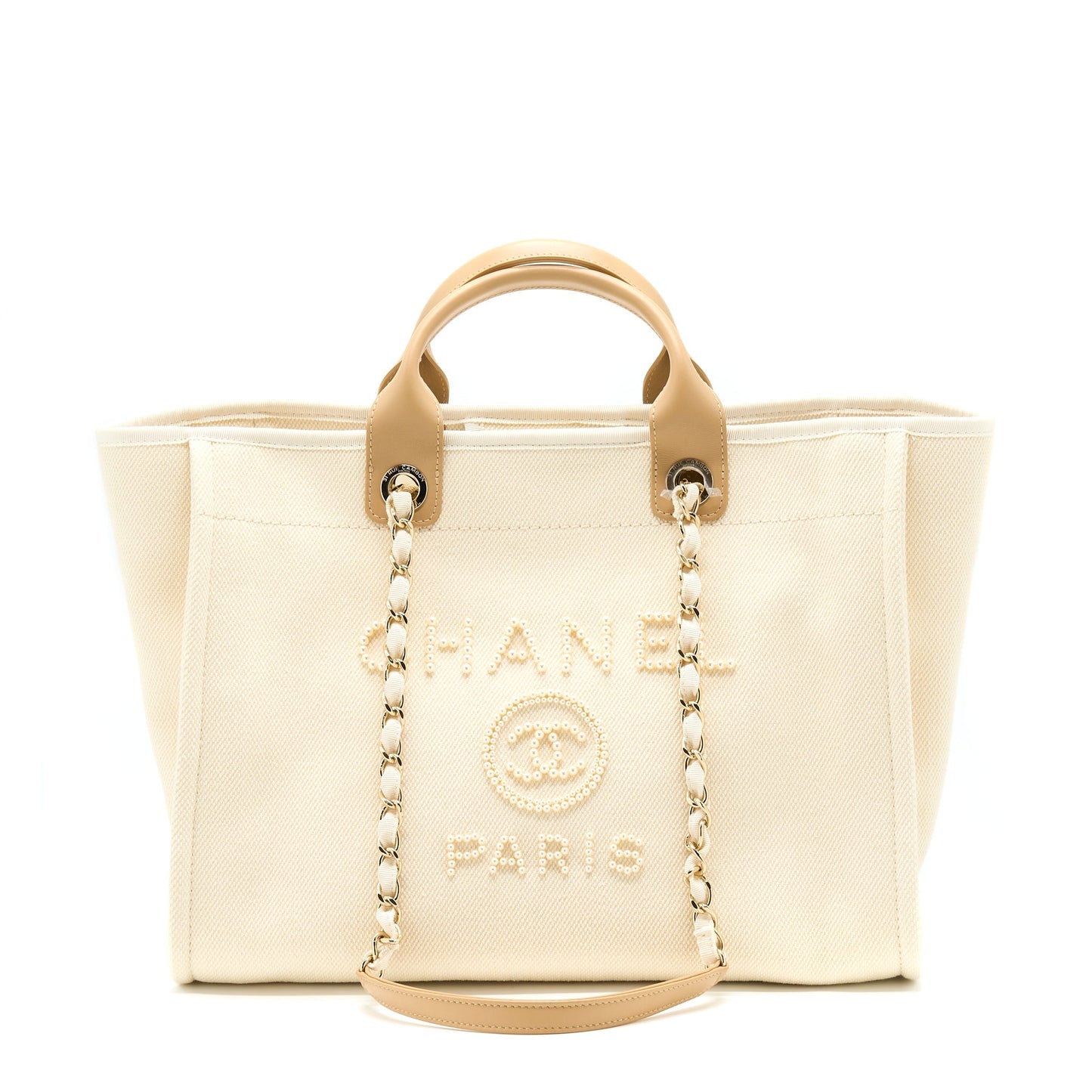 Chanel Deauville Pearl Tote Canvas