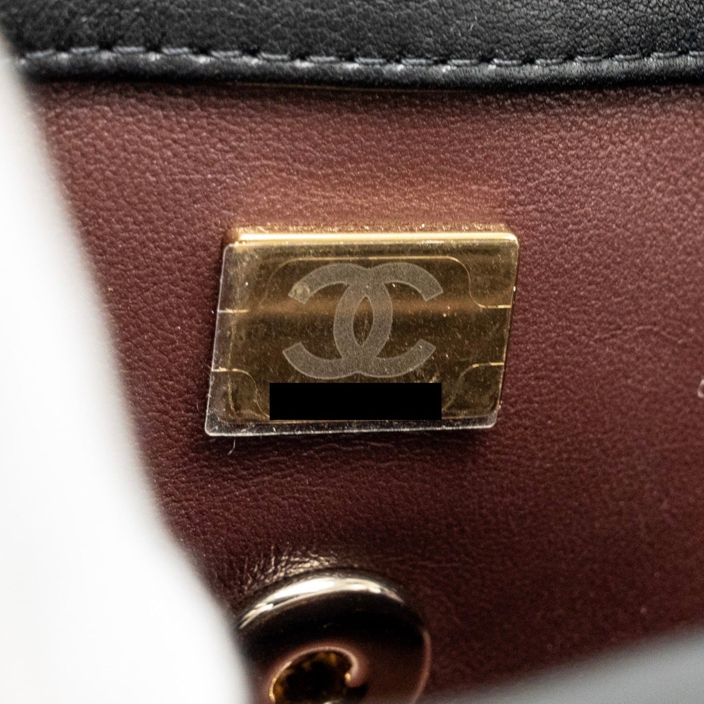 Chanel Pearl Detailed Edge Mini Flap Bag Lambskin Black L (Microchip)