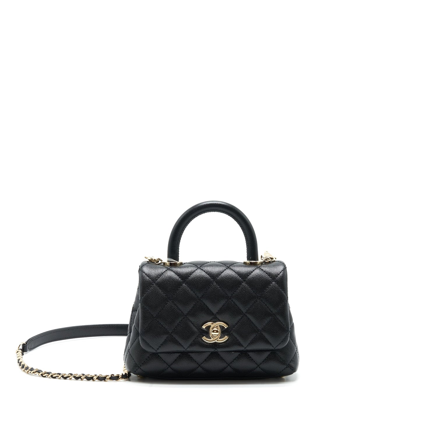 Chanel mini coco handle 20cm Caviar black with L