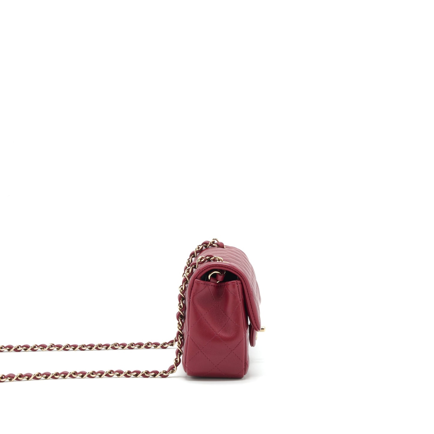 Chanel 22C Mini rectangular flap bag lambskin dark red L microchip