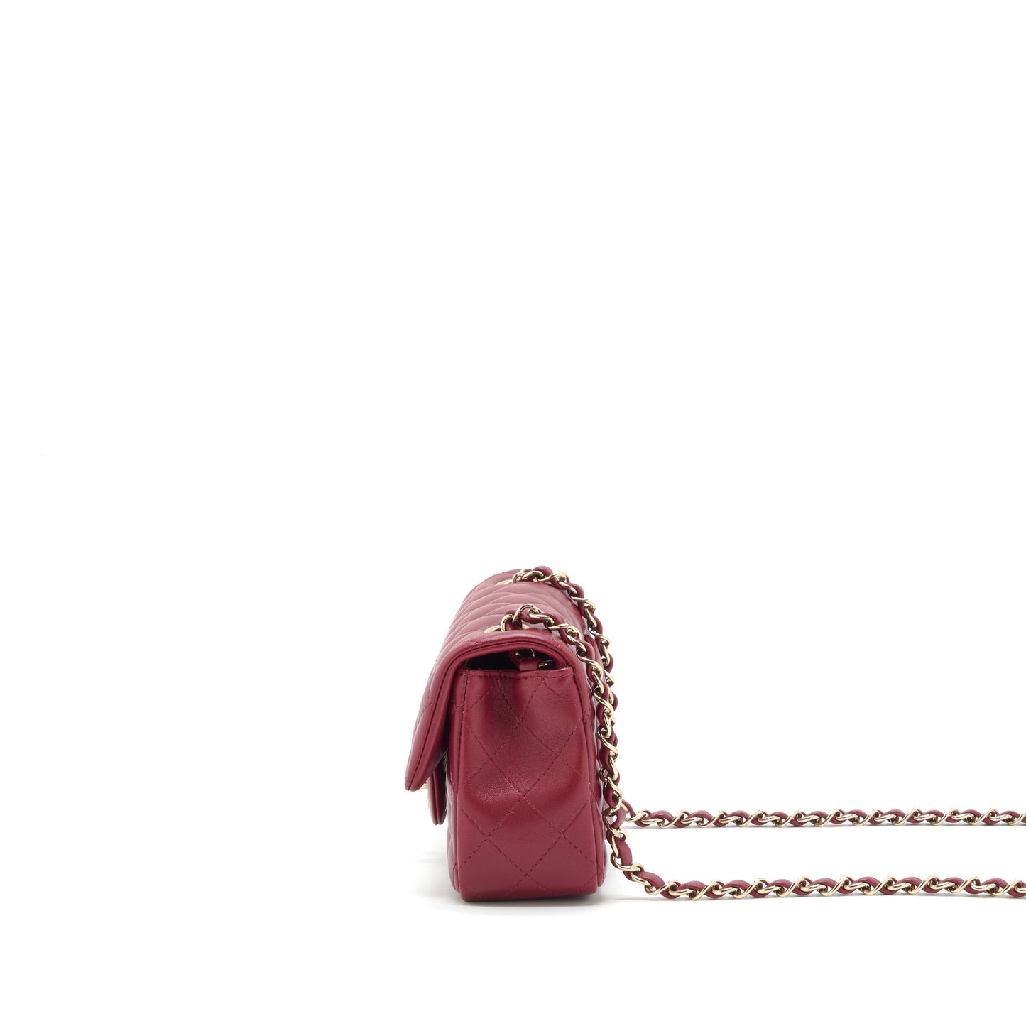 Chanel 22C Mini rectangular flap bag lambskin dark red L microchip
