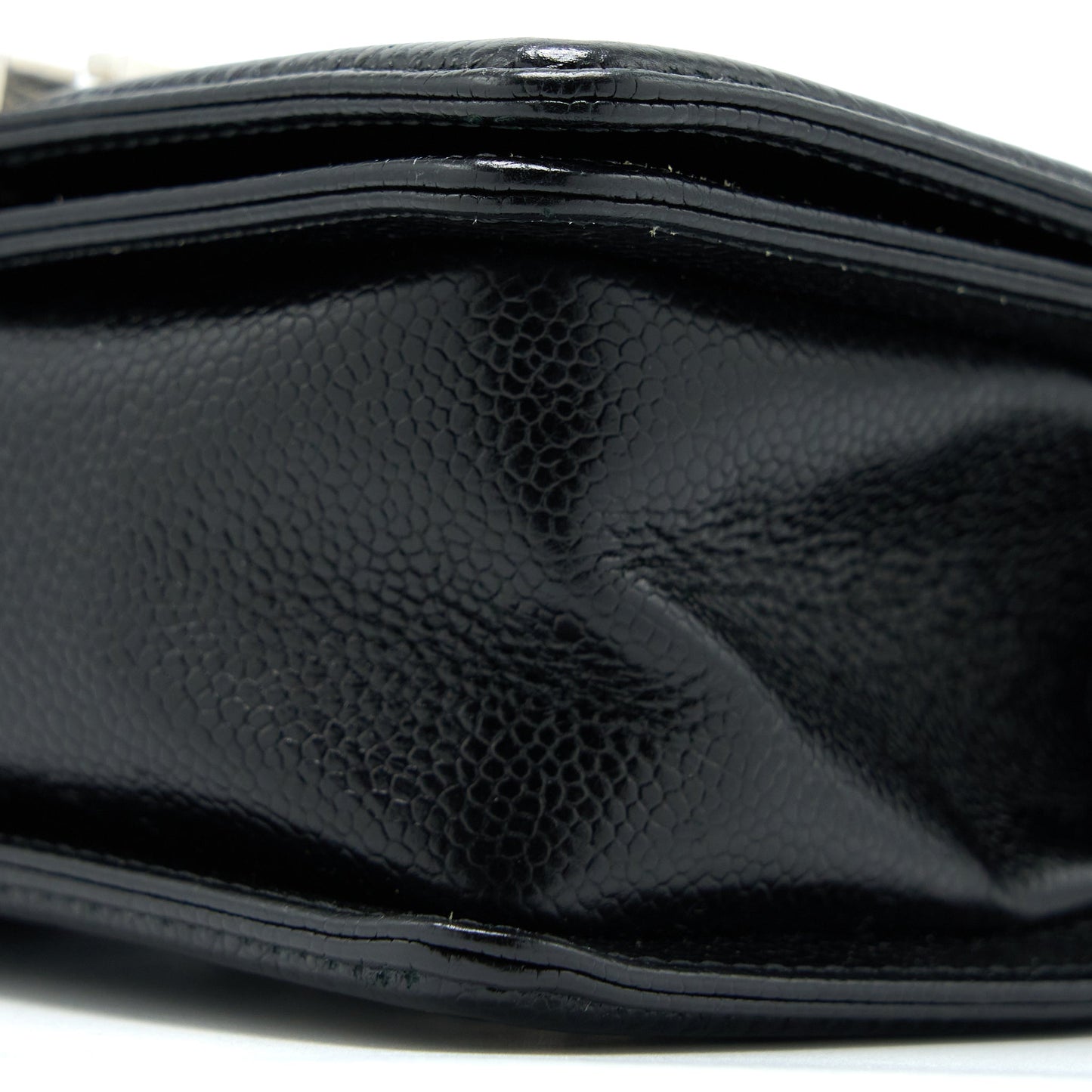 Chanel Small Chevron Boy Bag Shiny Grained Calfskin Black