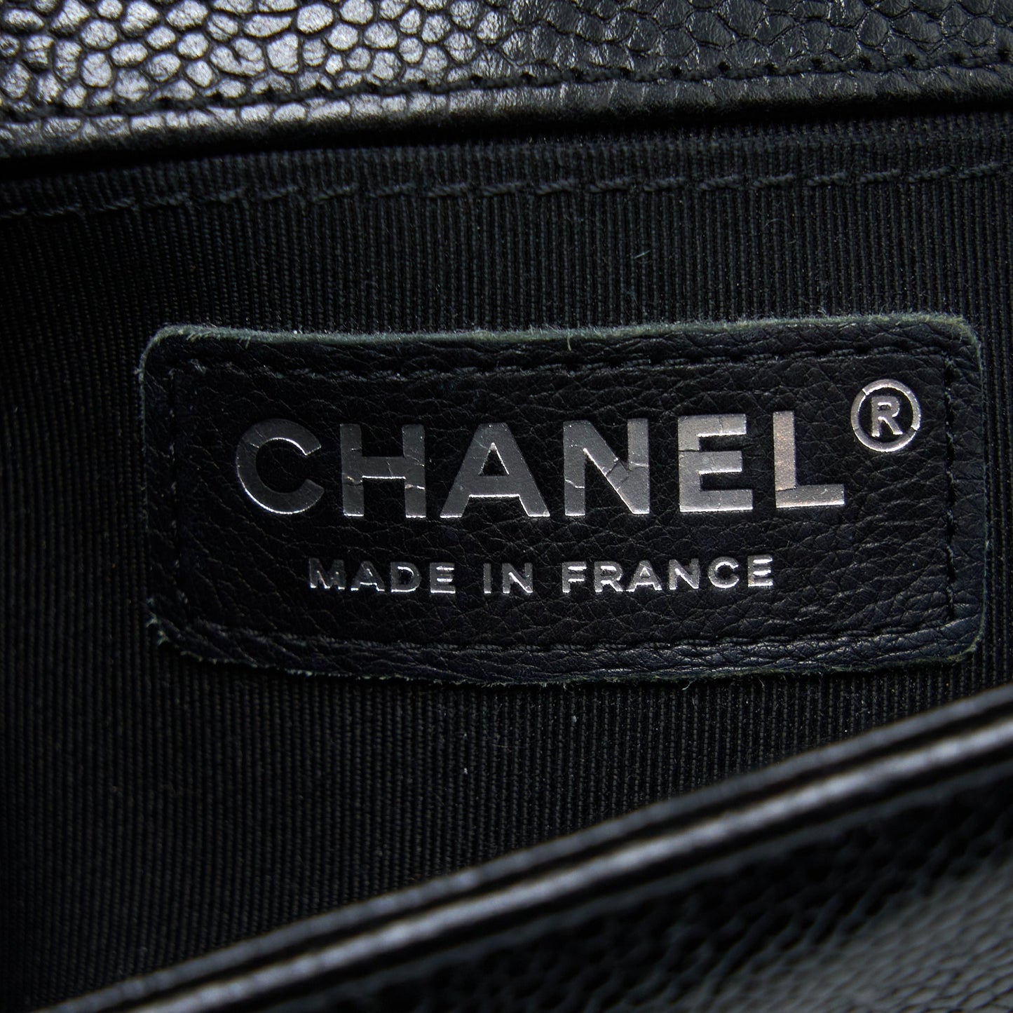 Chanel Small Chevron Boy Bag Shiny Grained Calfskin Black