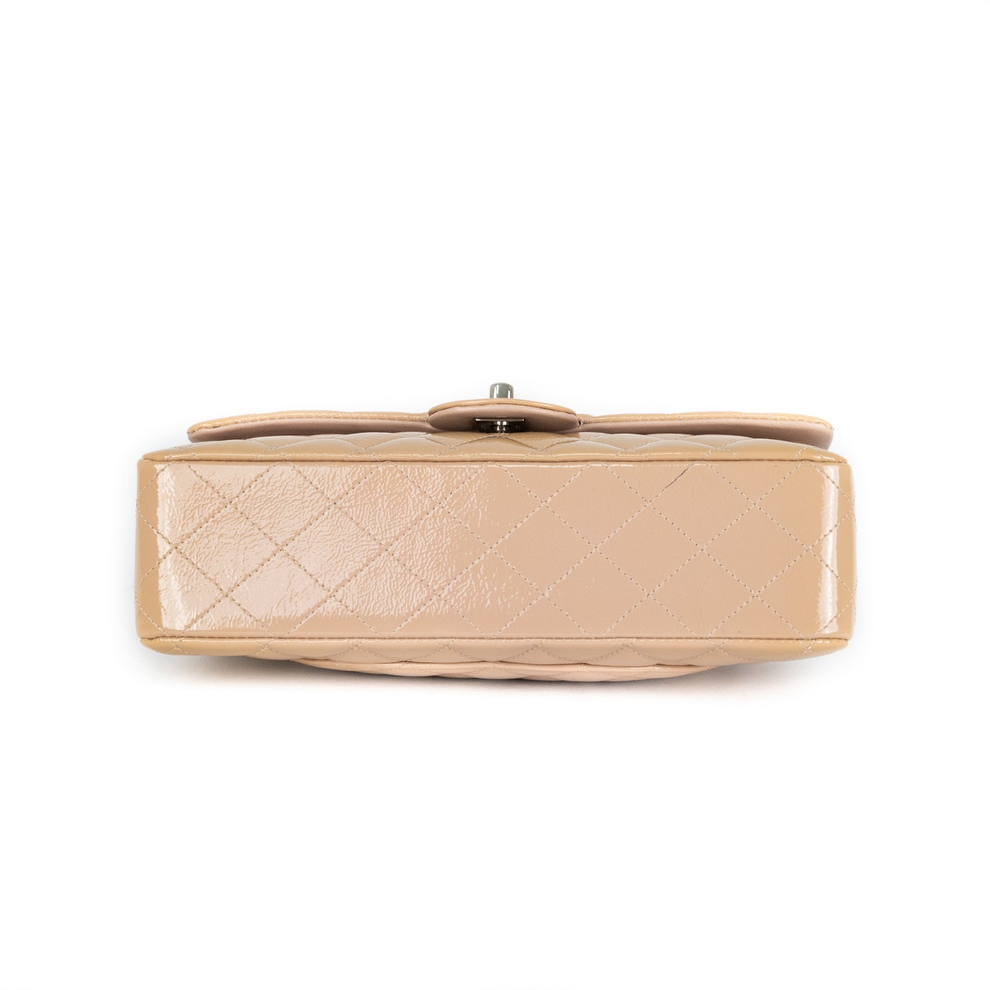 Chanel Patent Medium Classic Flap Beige