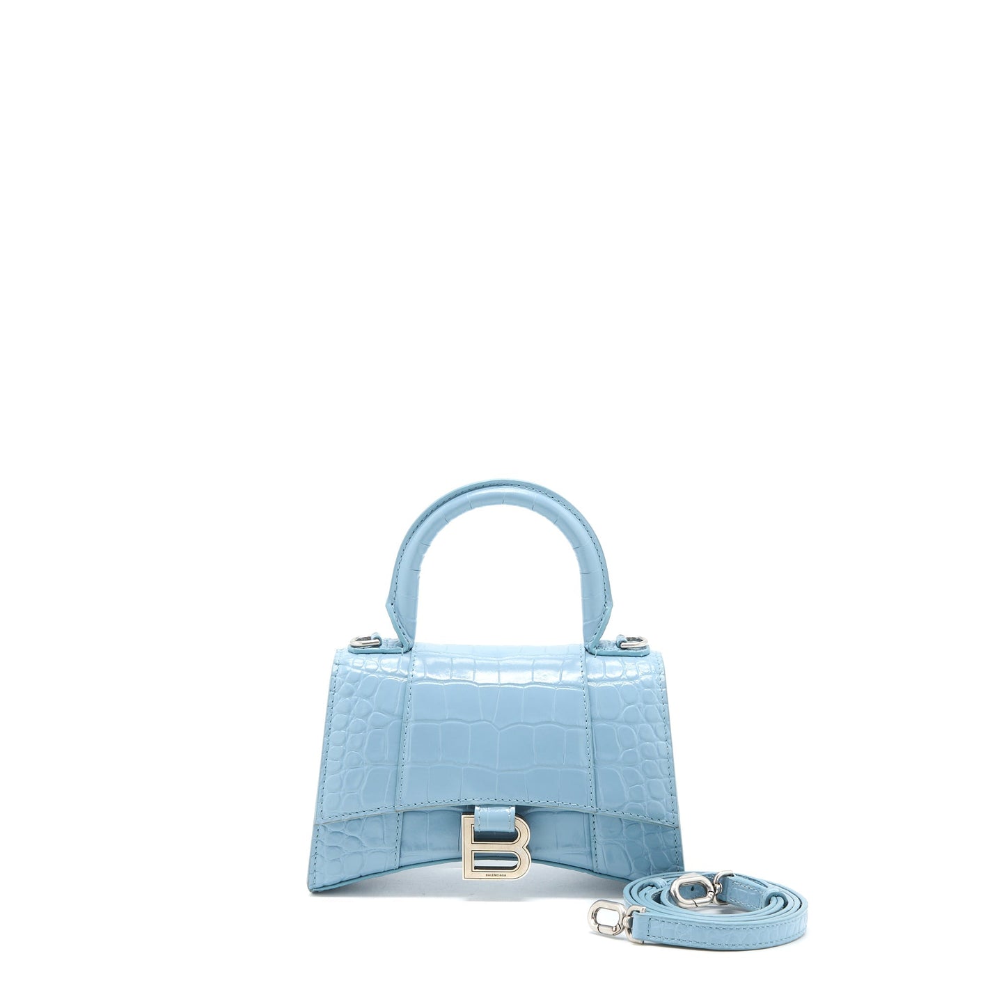 Balenciaga Hourglass Cro-Embossed Calfskin Light Blue