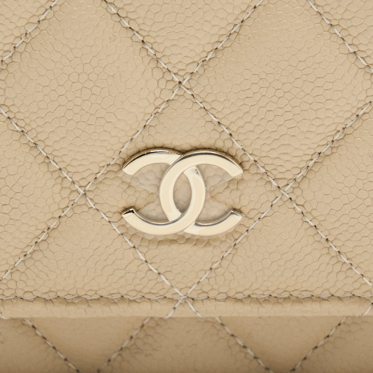 Chanel Wallet On Chain With Detailed Chain Caviar Beige L (Microchip)