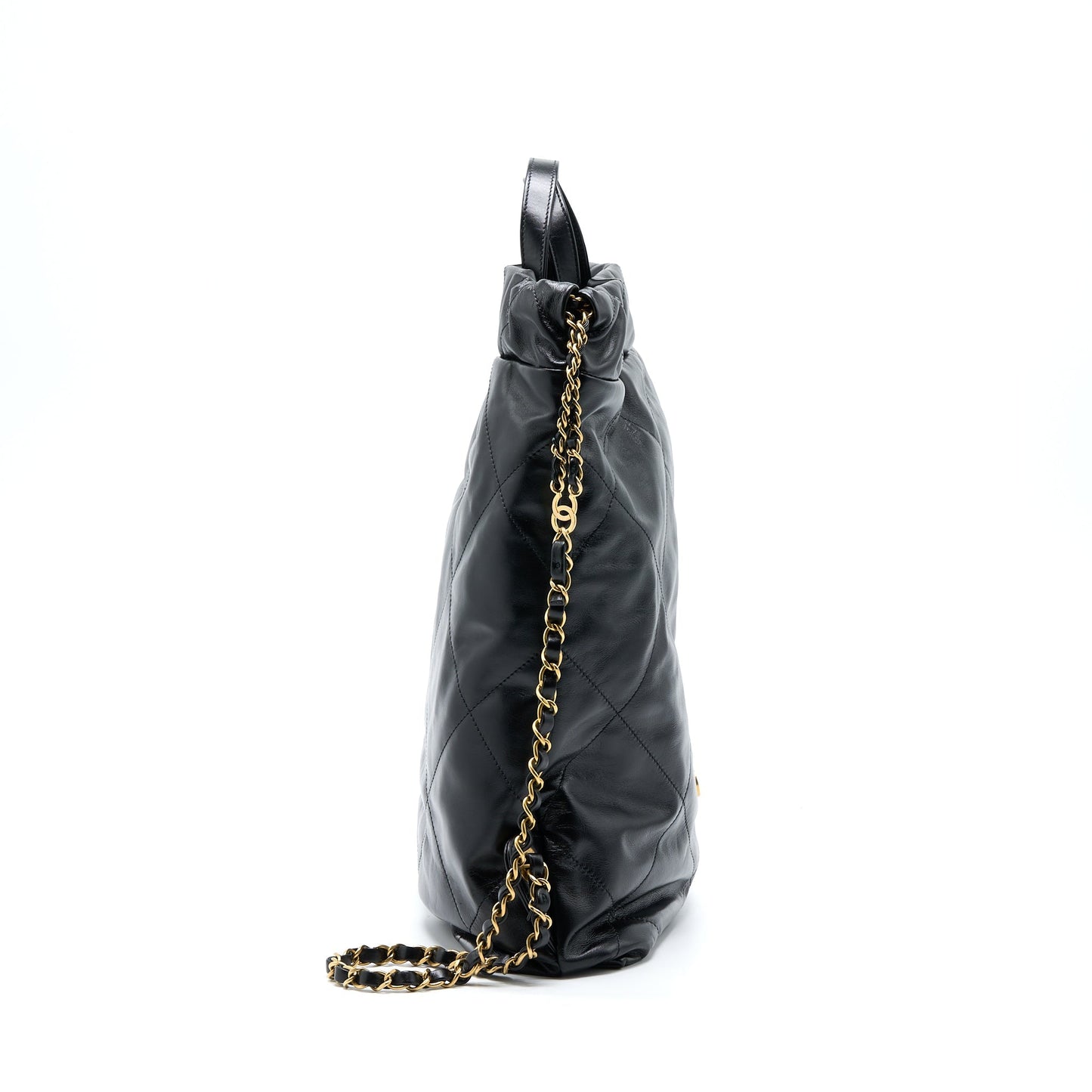 Chanel 22 Backpack Shiny Calfskin Black Brushed  (Microchip)