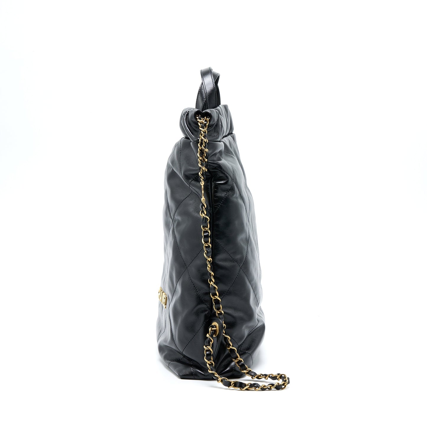 Chanel 22 Backpack Shiny Calfskin Black Brushed  (Microchip)
