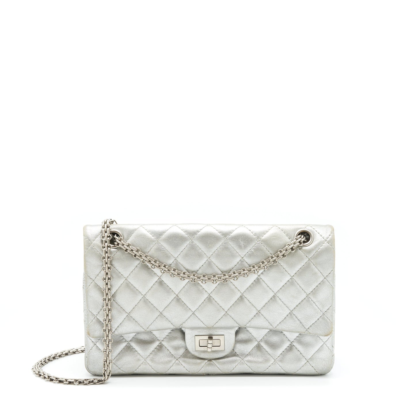 Chanel Reissue 2.55 226 Double Flap Bag Lambskin Silver